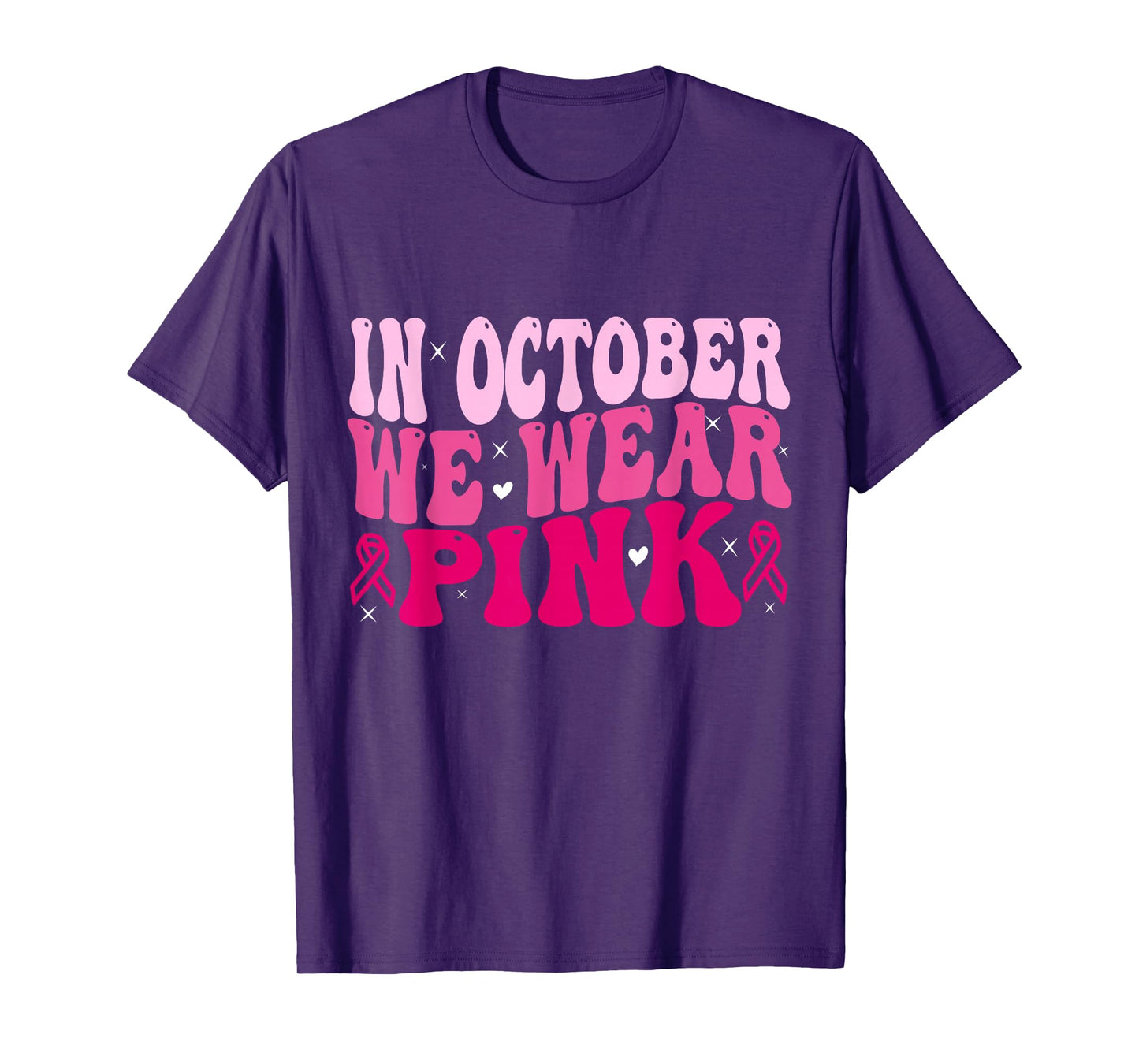 In October We Wear Pink Halloween Breast Cancer Awareness T-Shirt