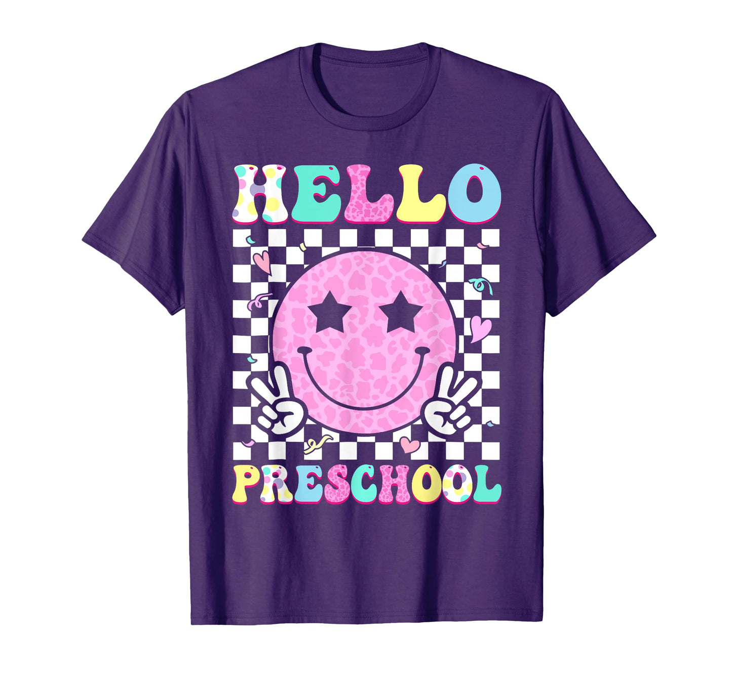 Hello Preschool Groovy Back to School Pre-K Team Girls Kids T-Shirt