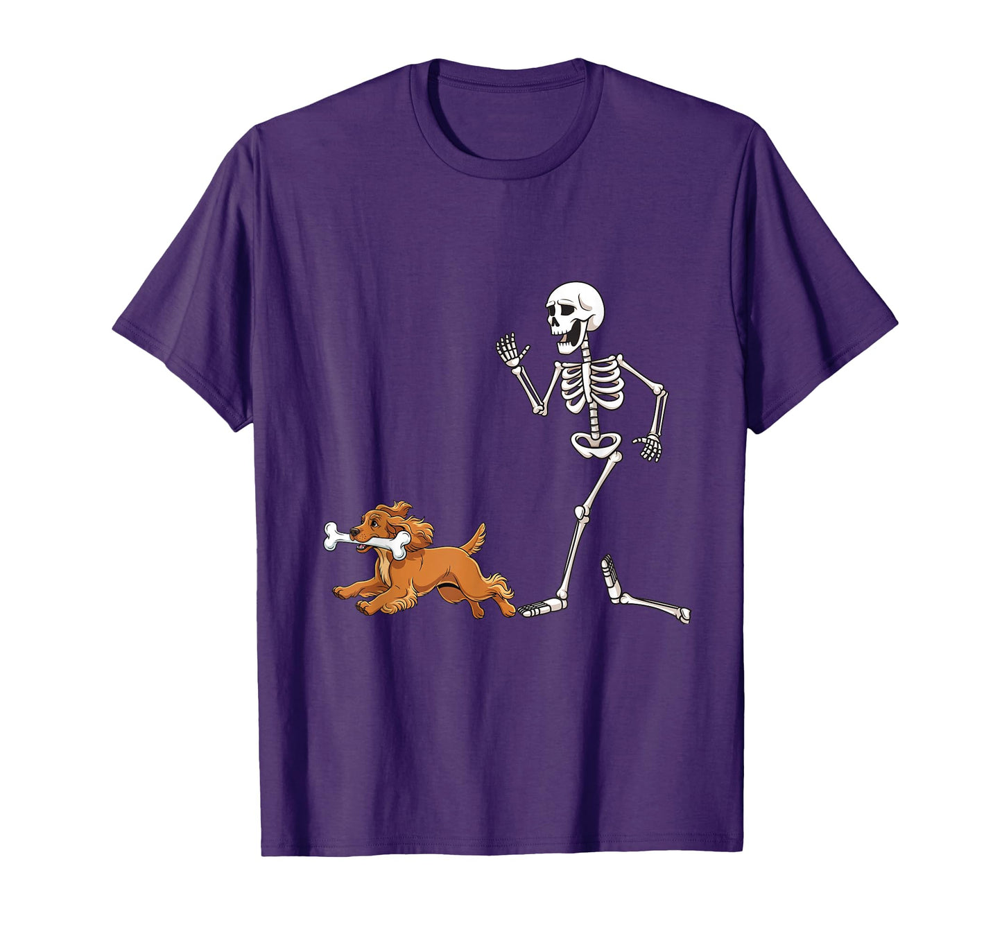 Funny Halloween Cocker Spaniel and Skeleton T-Shirt