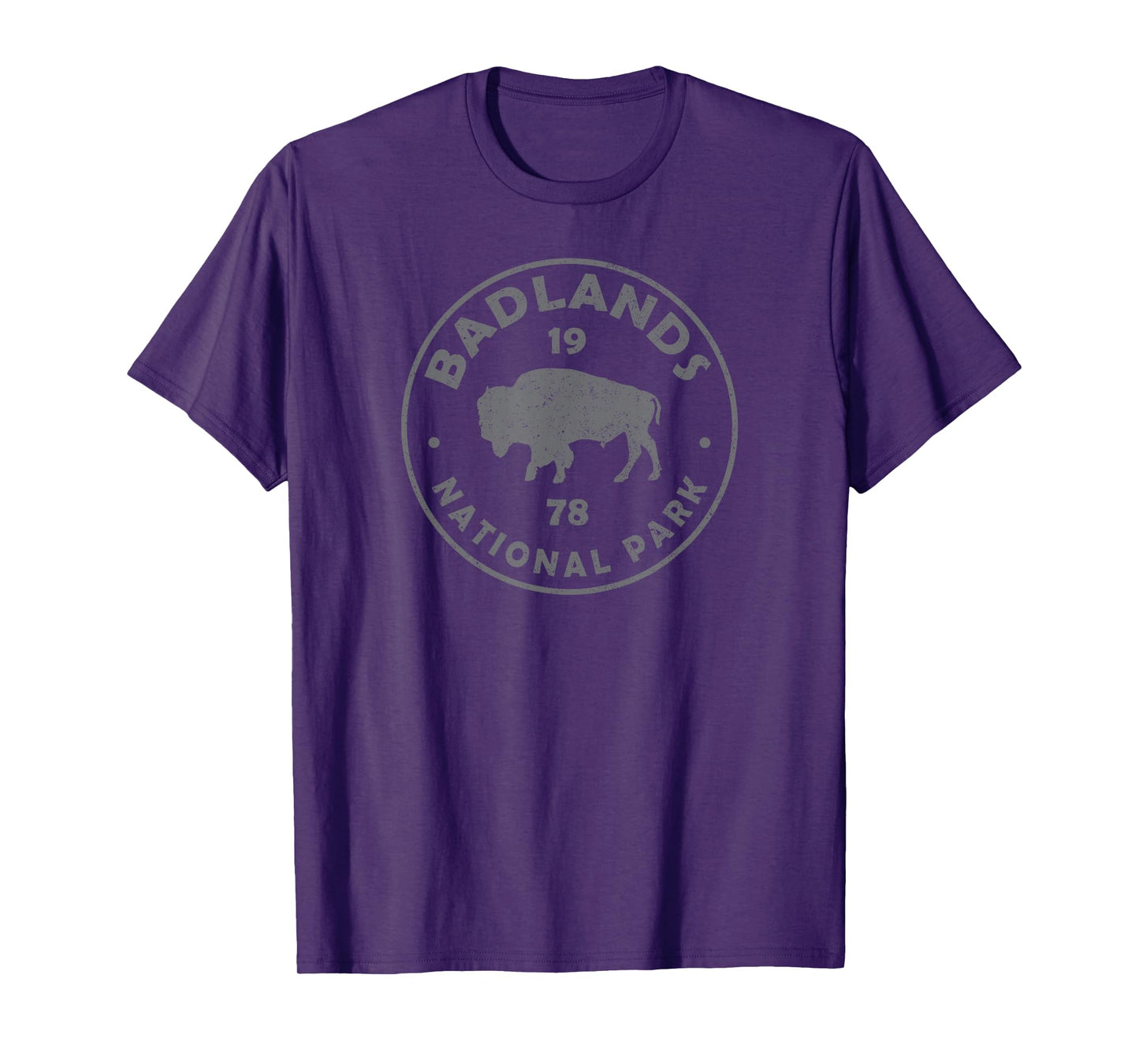 Badlands National Park Bison Vintage Mens Hiking Souvenir T-Shirt
