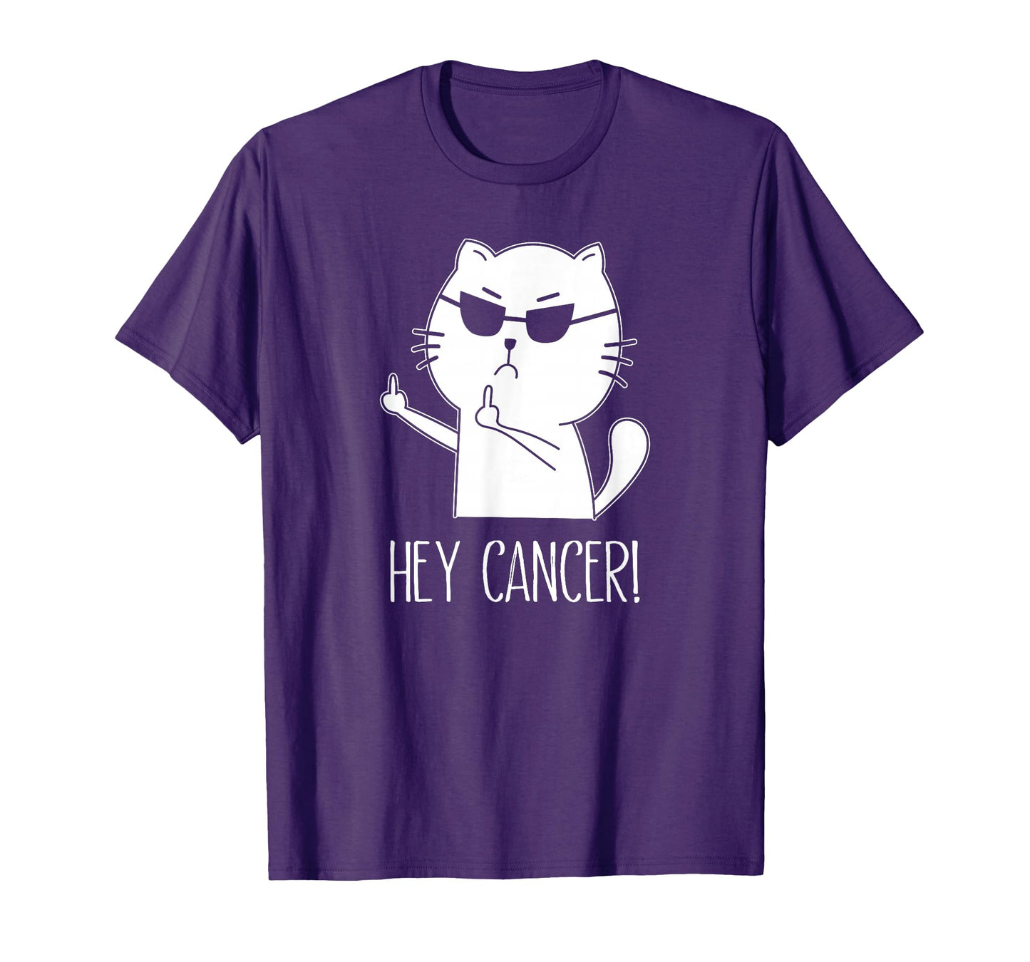 Hey Cancer F U, Funny Cat Middle Finger, F#ck Cancer T-Shirt