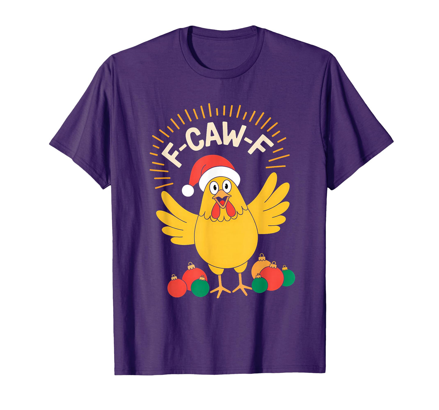 Merry F-Caw-F Chicken Funny Christmas Rooster Lover Xmas T-Shirt