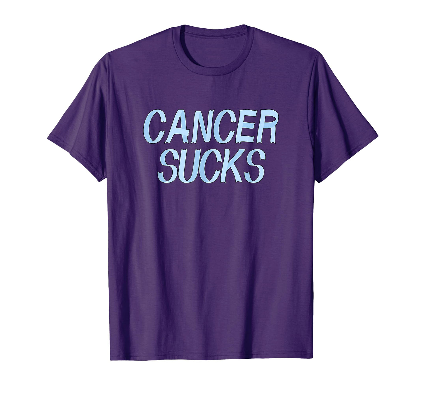 Cancer Sucks - Light Blue Prostate Cancer Ribbon Letters T-Shirt