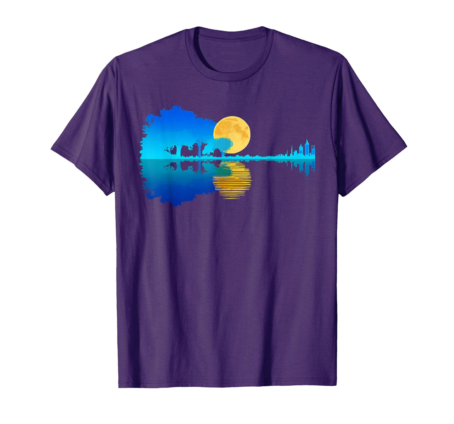 Guitar Lake Reflections Shadow Love Guitar Acoustic Musician T-Shirt