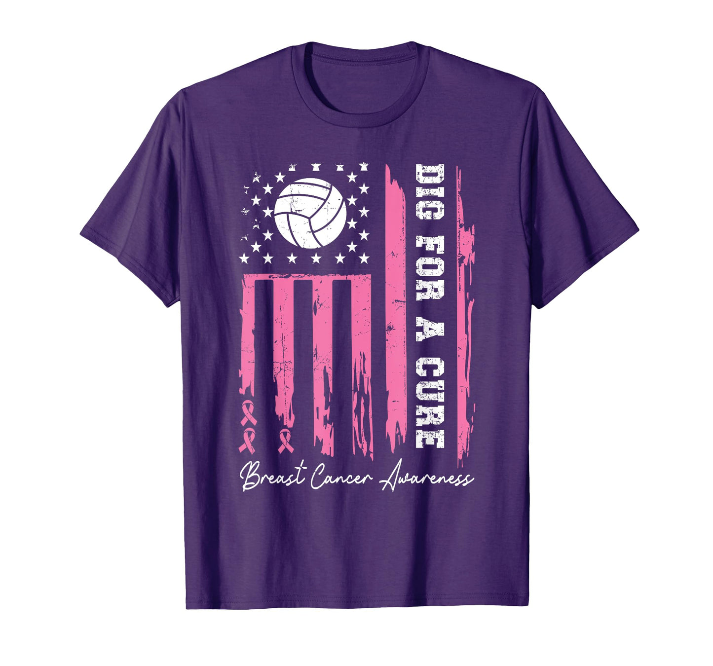Dig For A Cure Breast Cancer Awareness Ribbon Volleyball T-Shirt