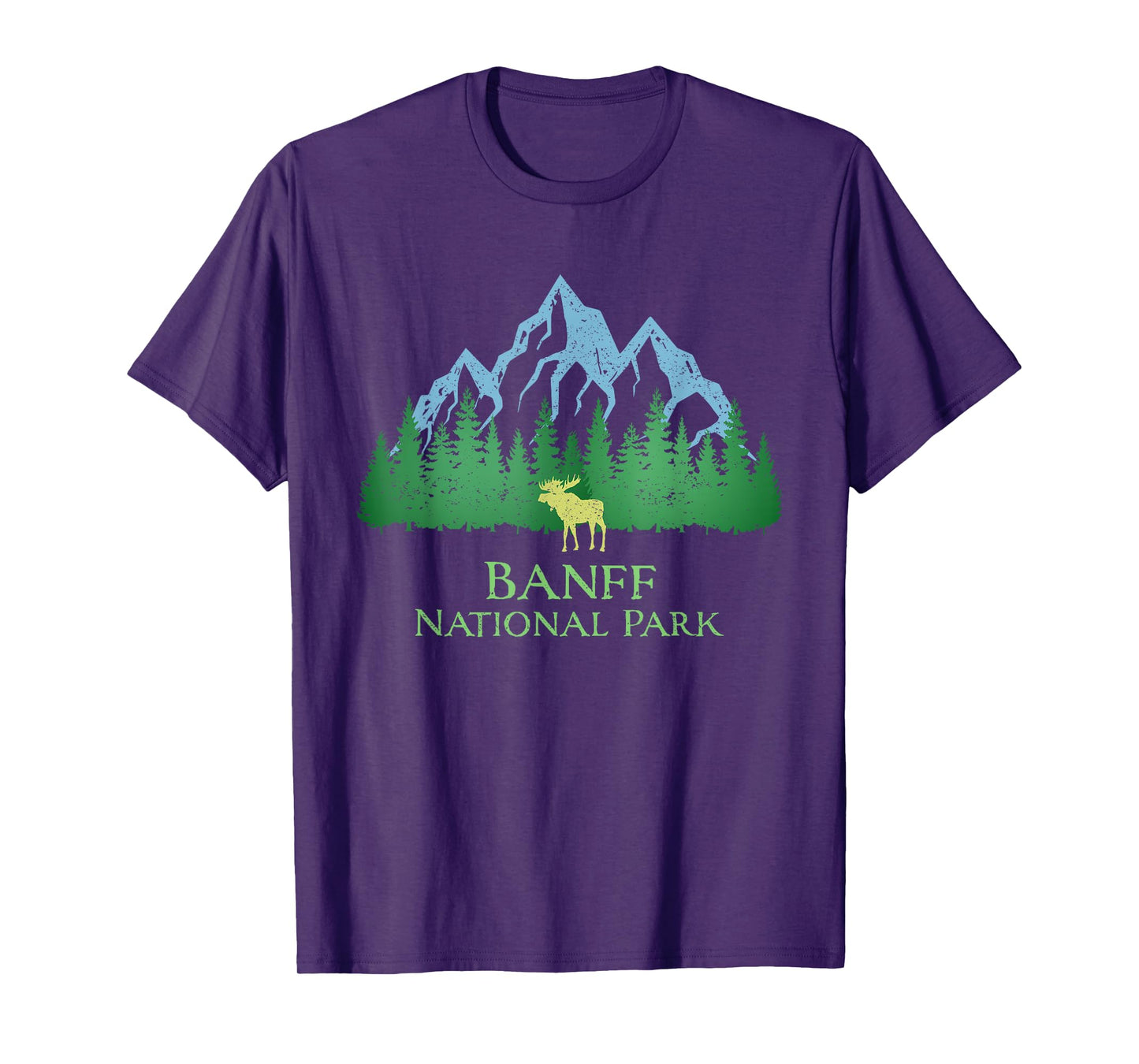 Banff National Park Alberta Canada Moose Trees Vintage Look T-Shirt