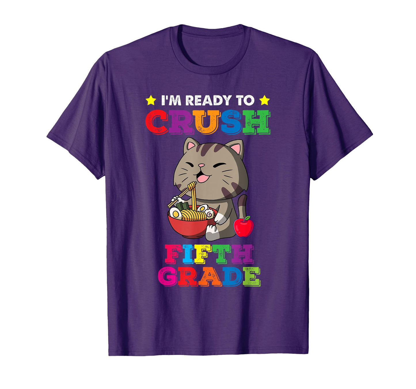 Ready to Crush 5th Grade Ramen Cat Back to School T-Shirt