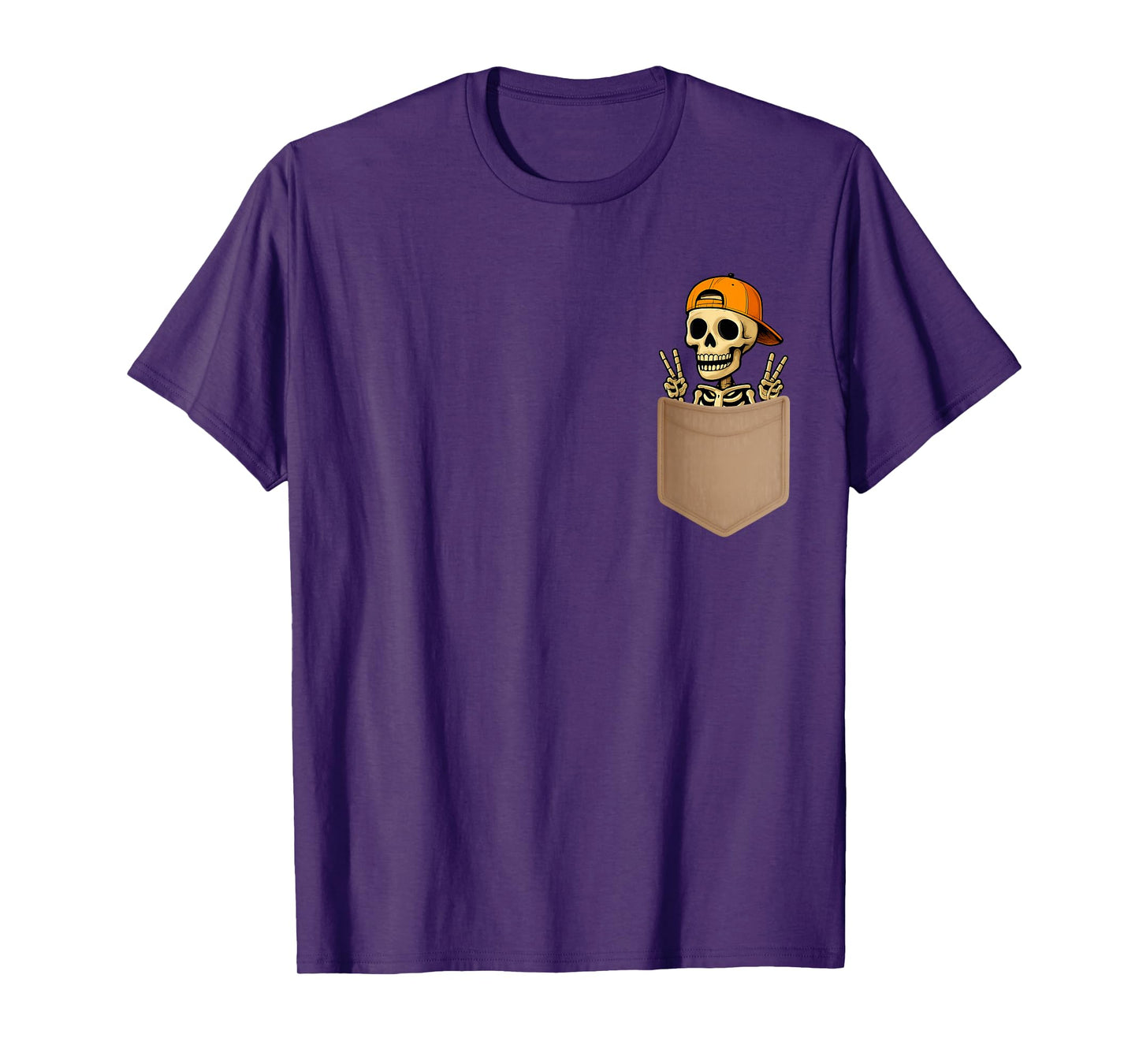 Halloween Skeleton Peeking in Pocket Skeleton Lover T-Shirt