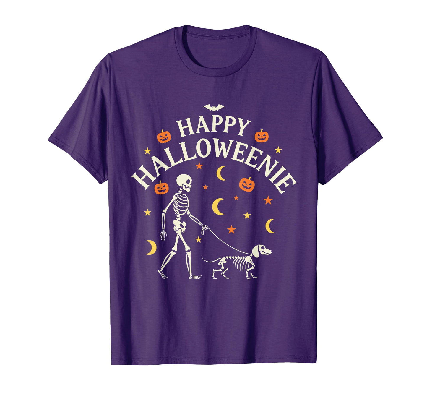 Happy Halloweenie Funny Halloween Skeleton Dachshund Dog T-Shirt