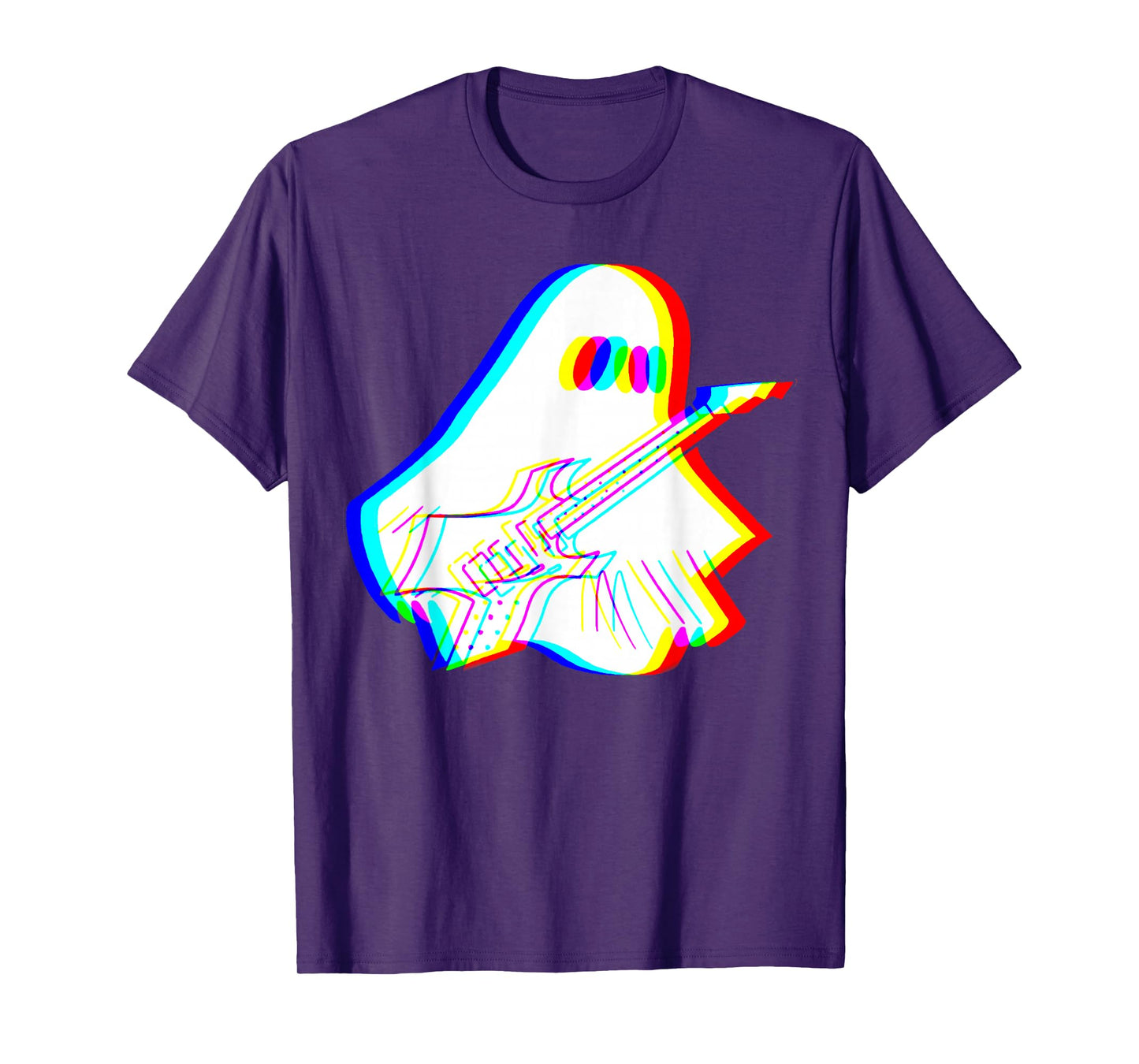 Ghost Playing Electric Guitar Rock Halloween Mens Kids Boys T-Shirt