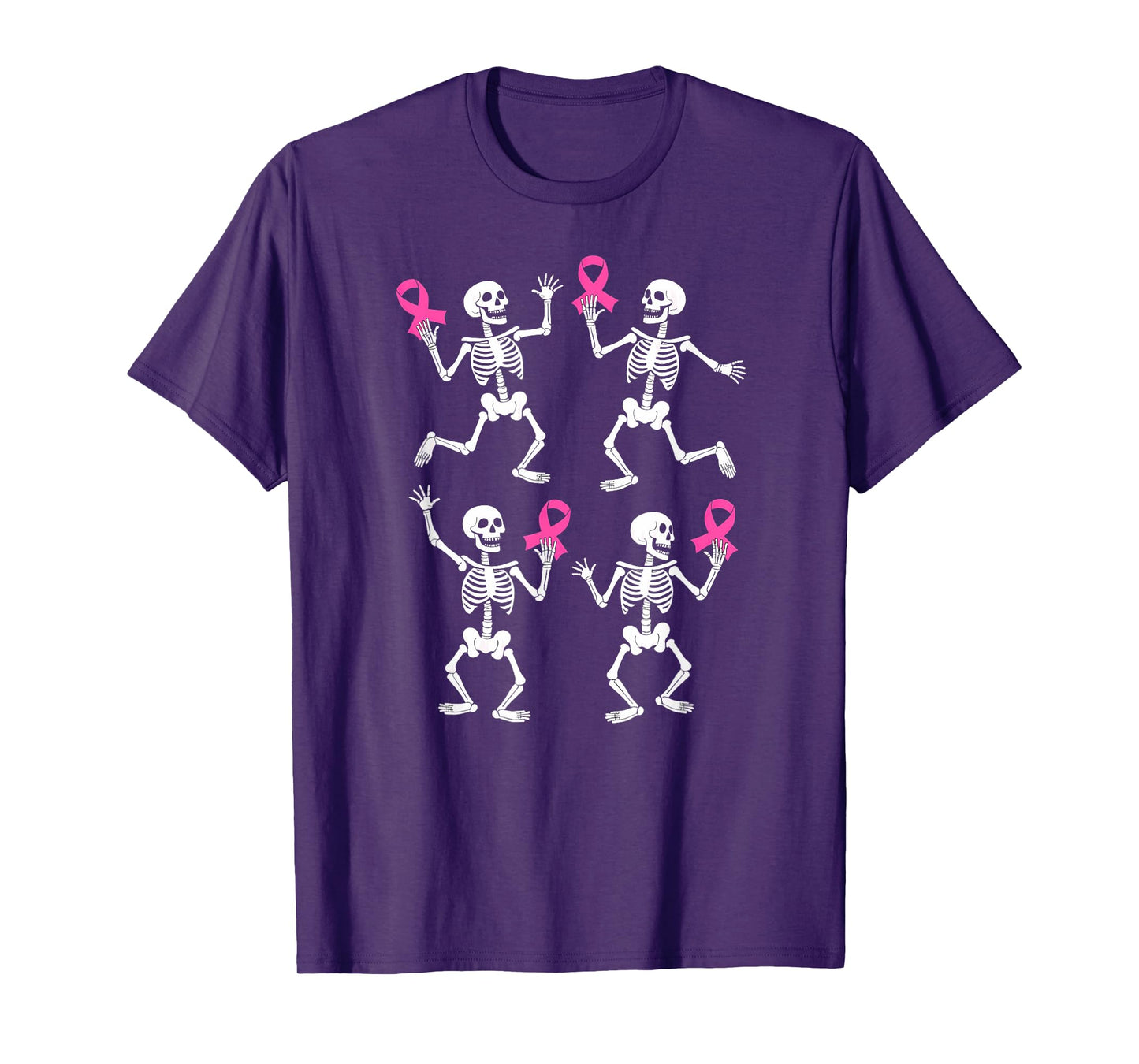 Breast Cancer Awareness Skeleton Dancing Halloween T-Shirt