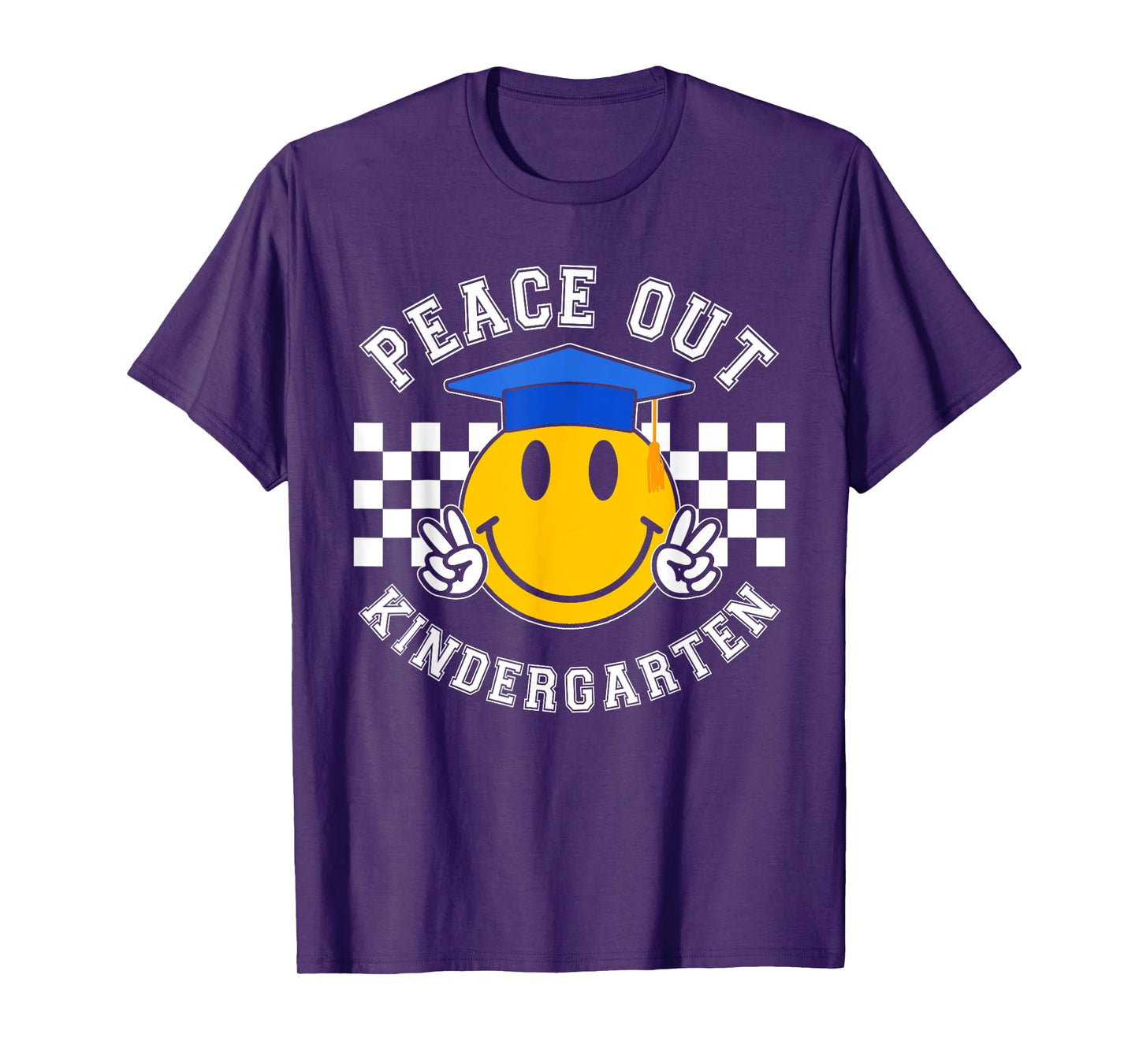 Retro Peace Out Kindergarten Smile Face Last Day of School T-Shirt