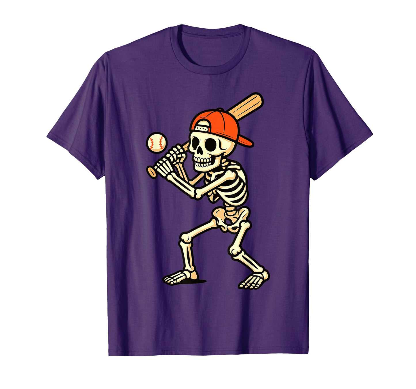 Skeleton Baseball Player Funny Halloween Batter Skull T-Shirt