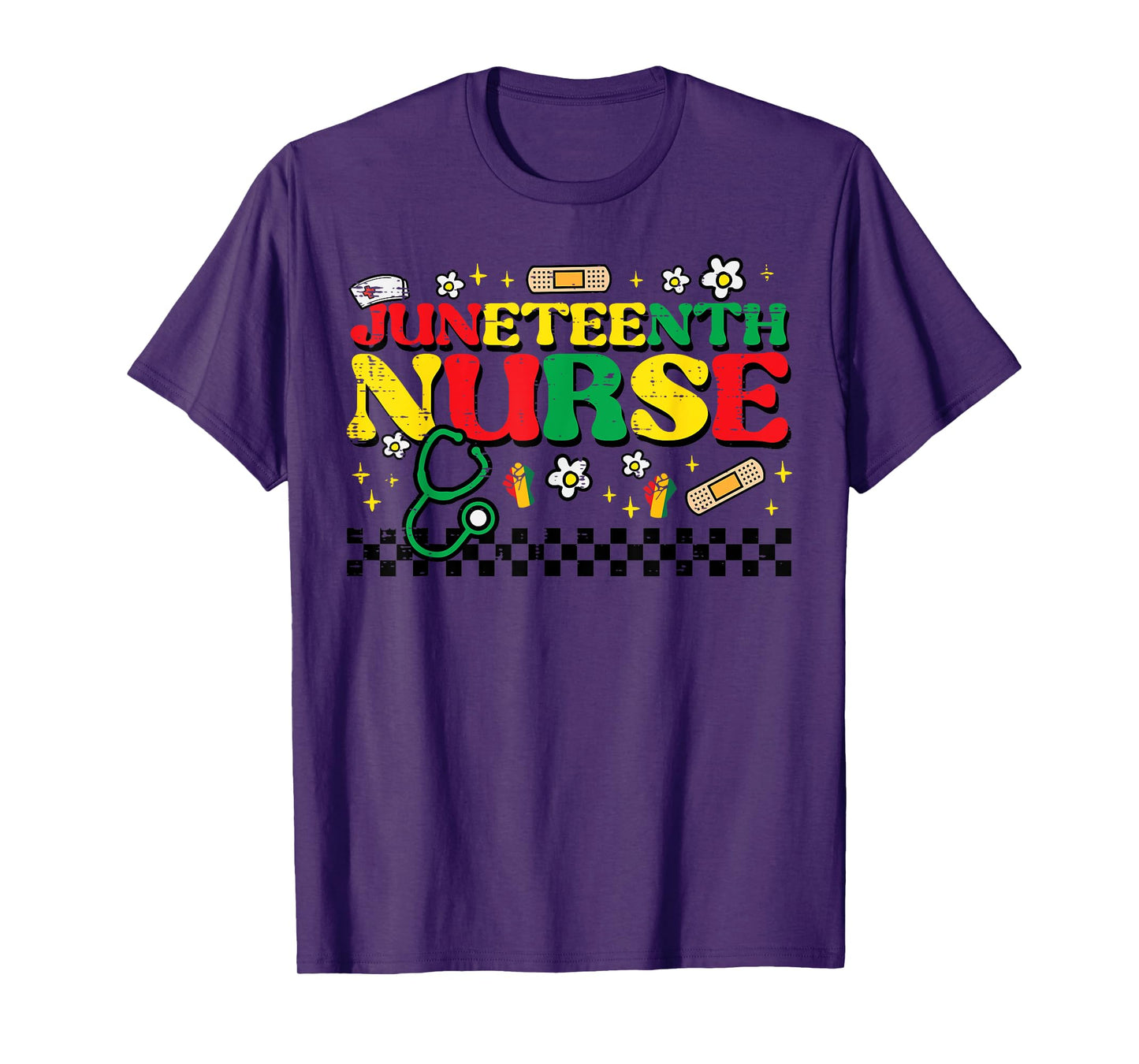 Juneteenth Nurse Groovy Retro African Scrub Top Black Women T-Shirt