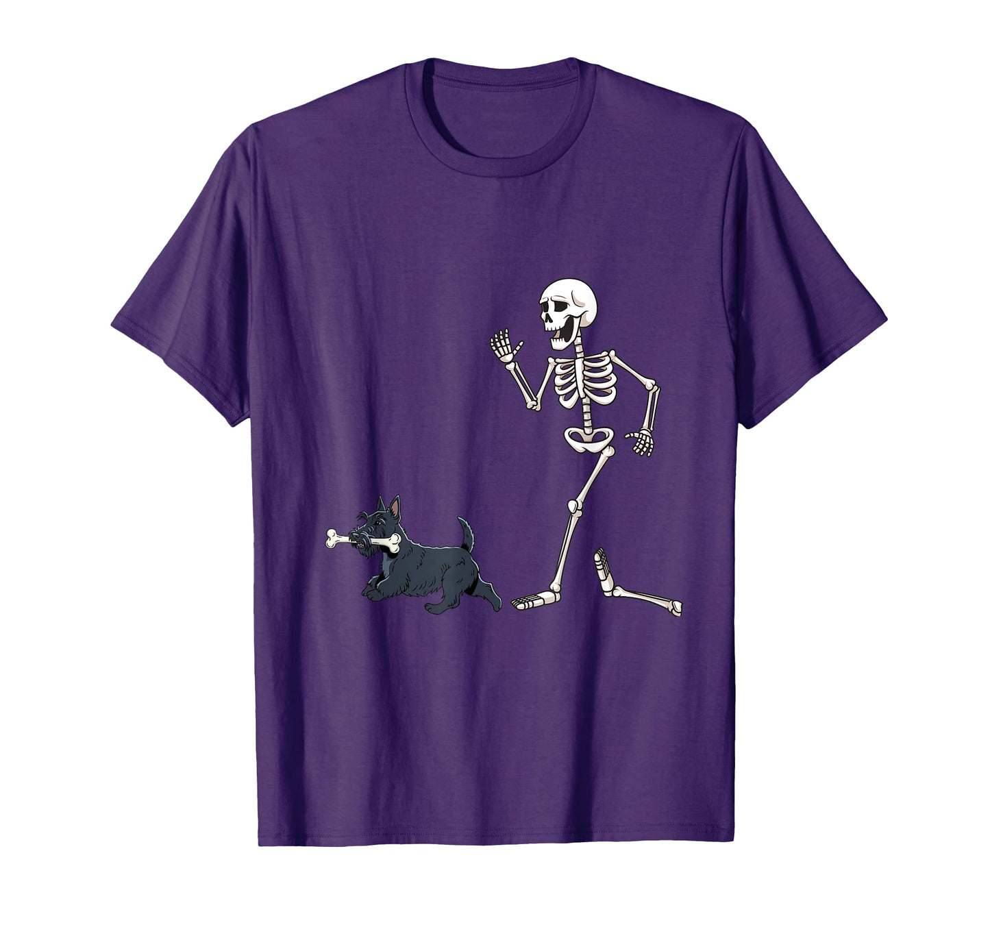 Funny Halloween Scottish Terrier and Skeleton T-Shirt