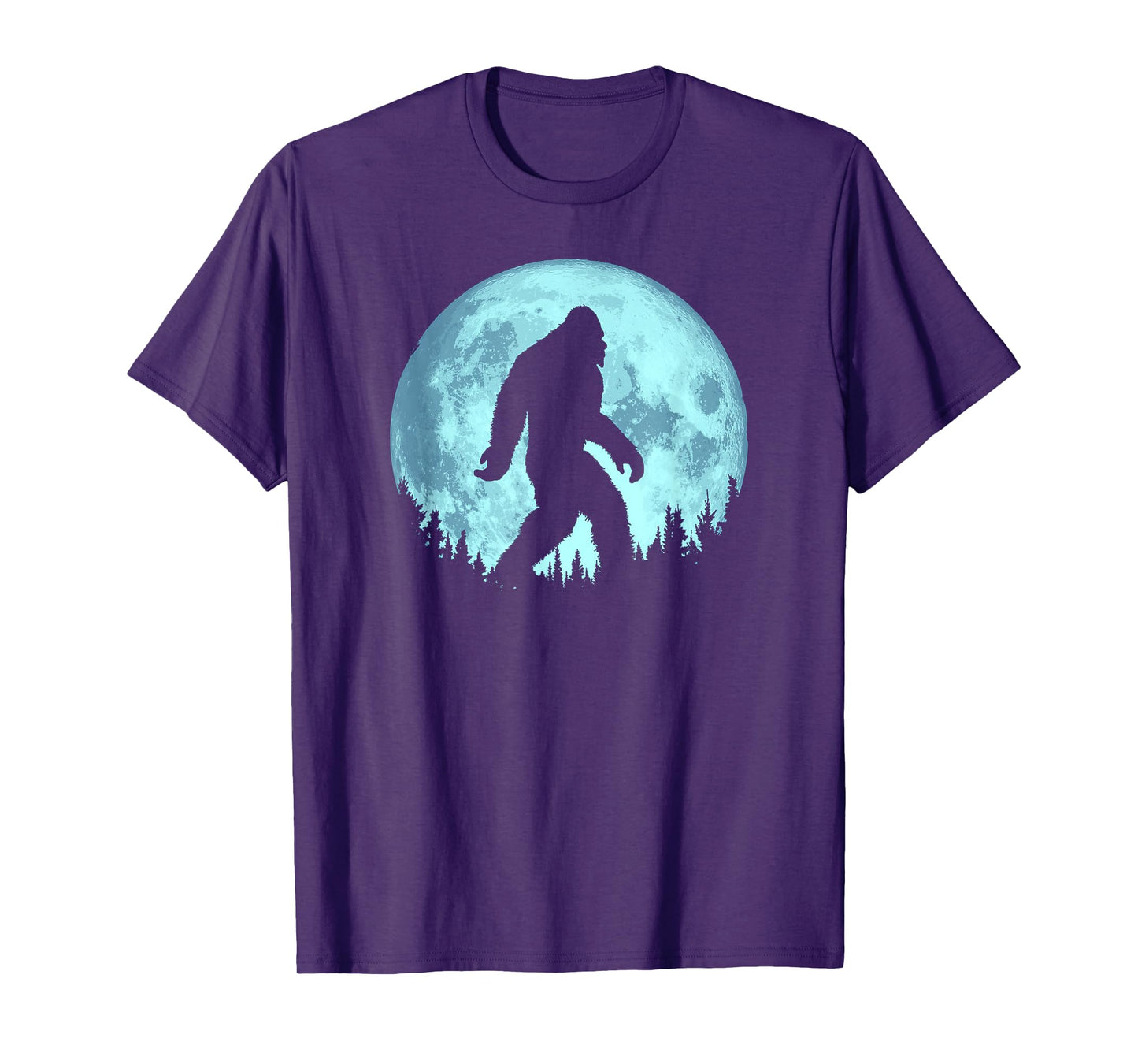 Bigfoot Night Minimalist Full Moon & Trees Sasquatch T-Shirt