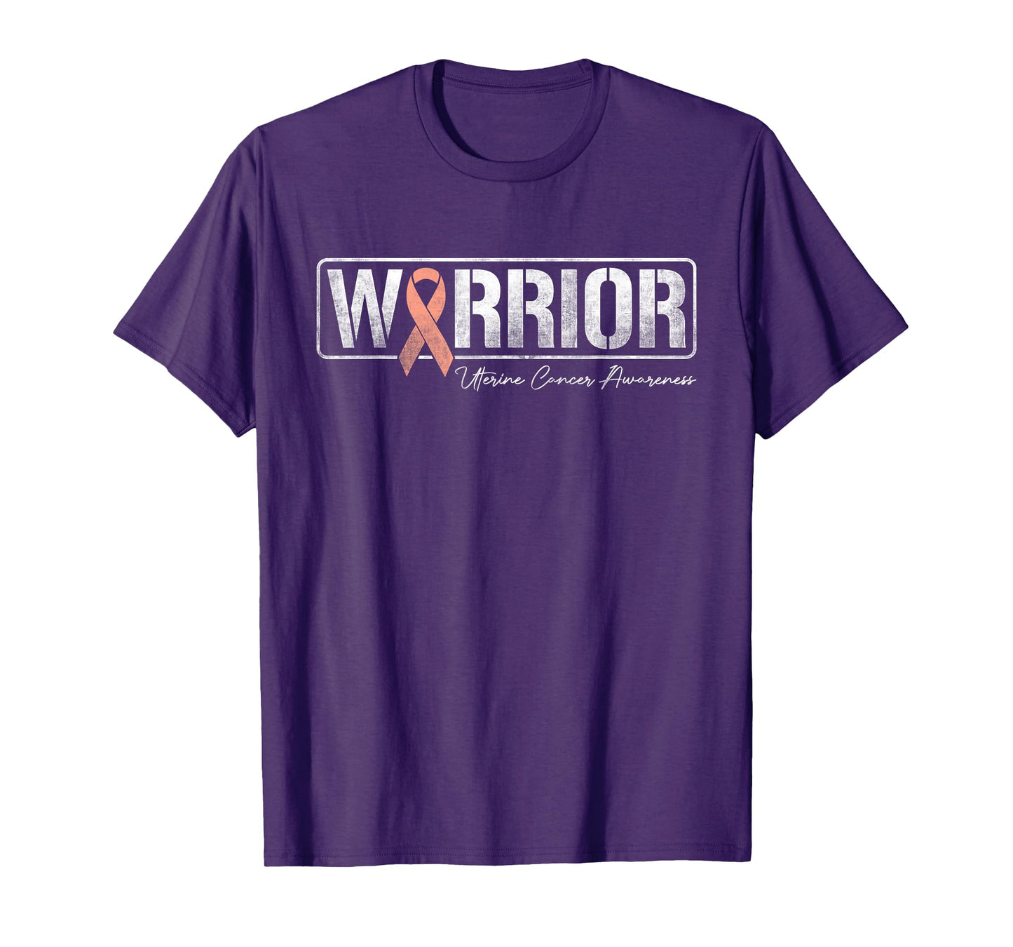 Uterine Cancer Warrior Uterine Cancer Awareness Peach Ribbon T-Shirt
