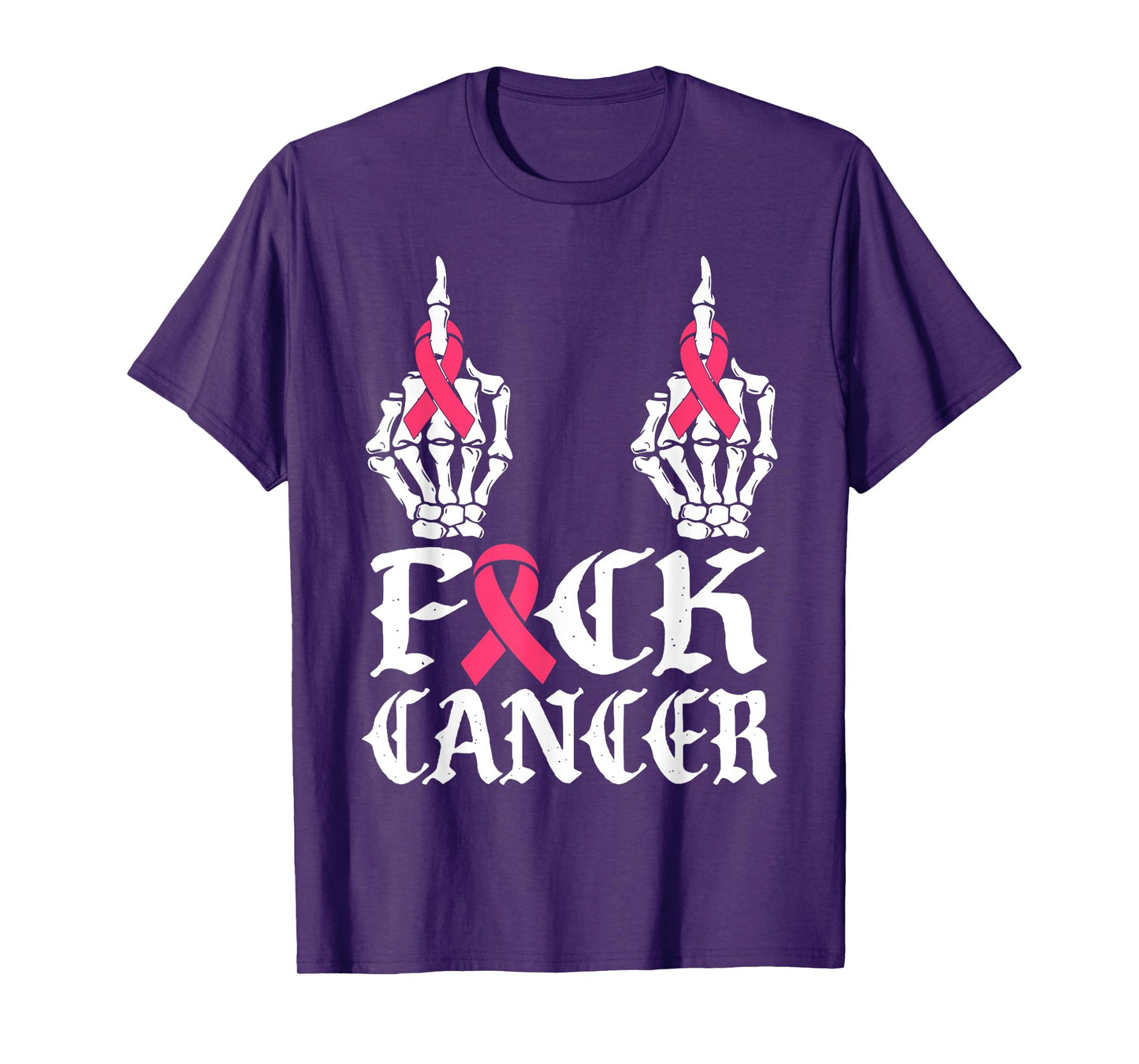 Fuck Cancer Skull and Crossbones Skeleton Breast Cancer T-Shirt