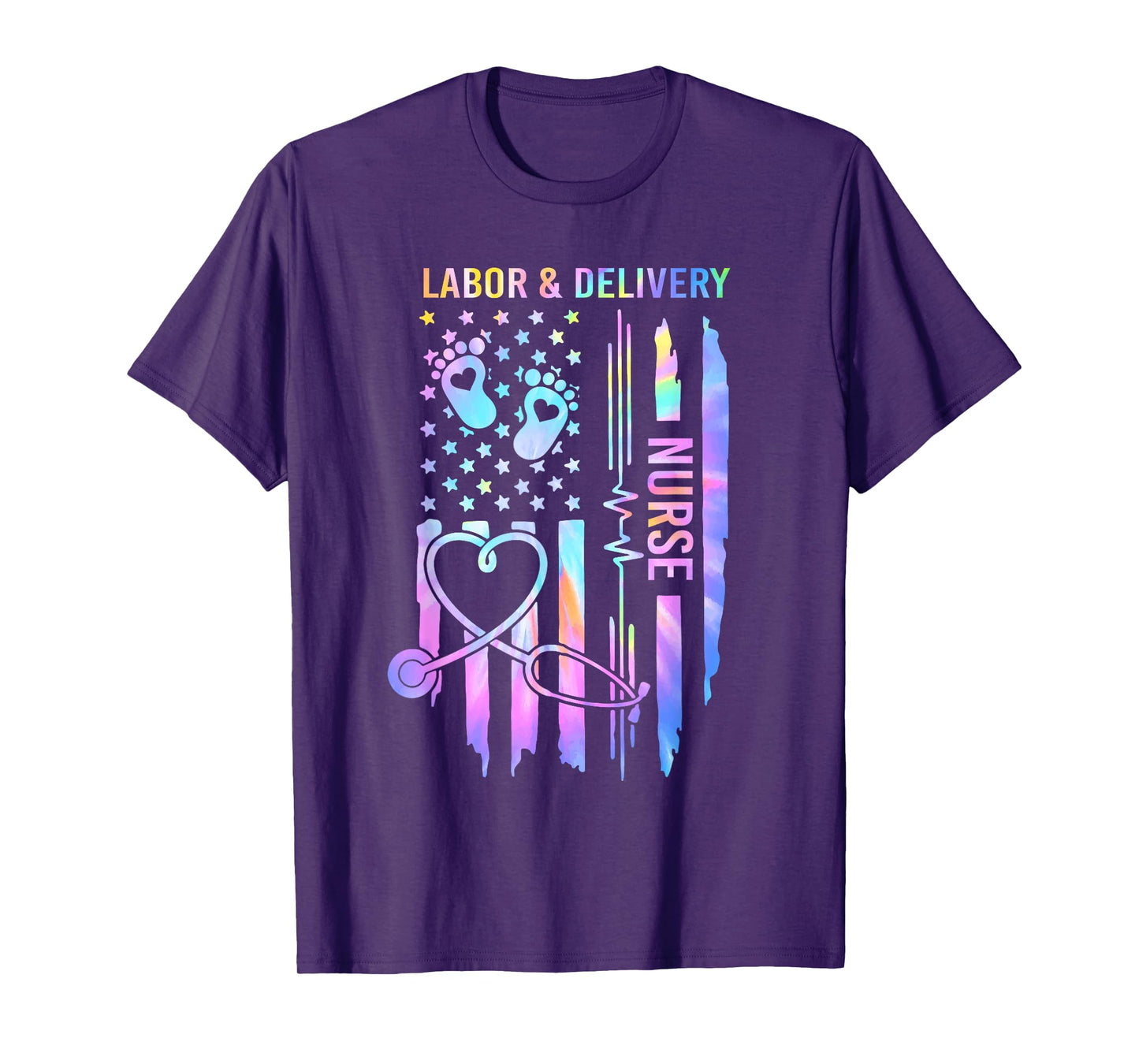 Labor and Delivery L&D Nurse Tie Dye T-Shirt - Women's Unisex Humorous Nursing Gift - Black, Small