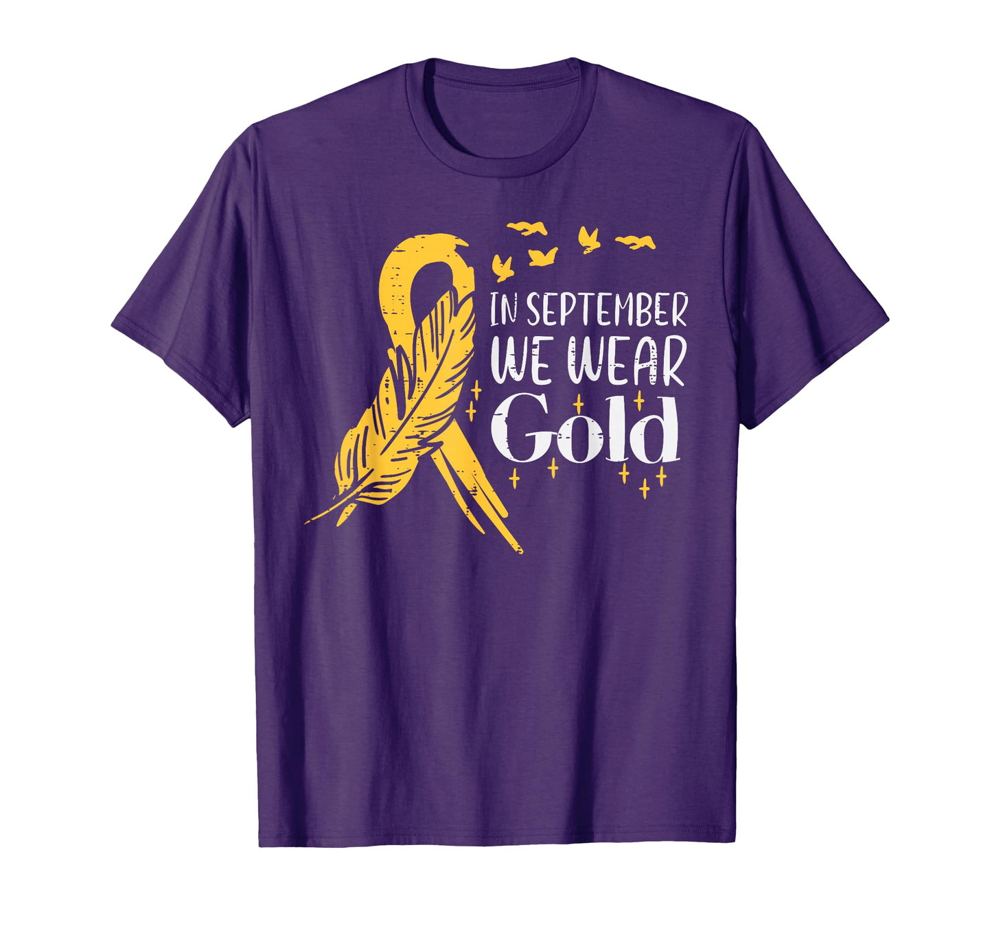 In September We Wear Gold Feather Childhood Cancer Awareness T-Shirt