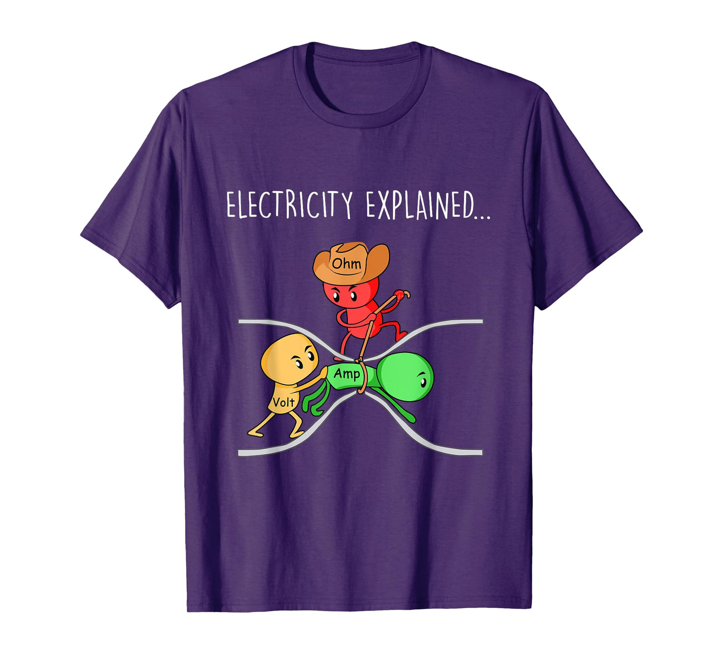 Funny Physics Teacher Electricity Explained Science Joke T-Shirt for Men Women Girls Kids