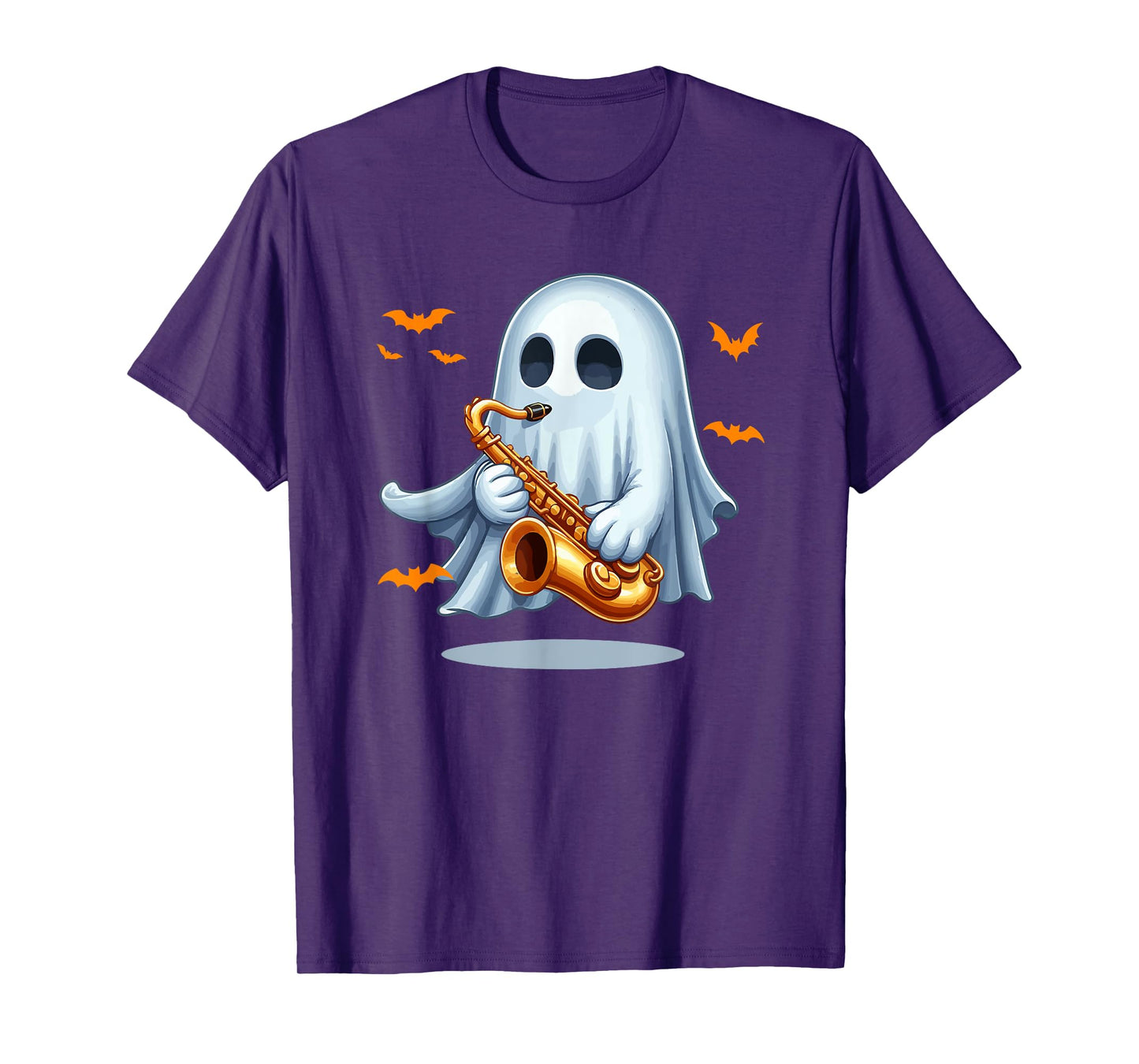 Boo Ghost Playing Saxophone Halloween Musical Instrument T-Shirt