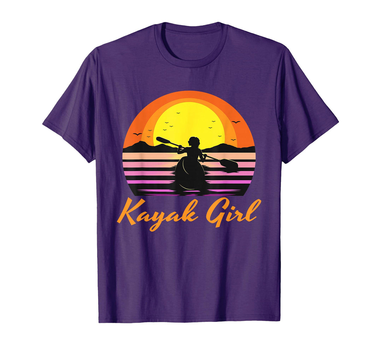 Kayak Girl Funny Kayaking Sunset Kayaker Boating Boat Lovers T-Shirt
