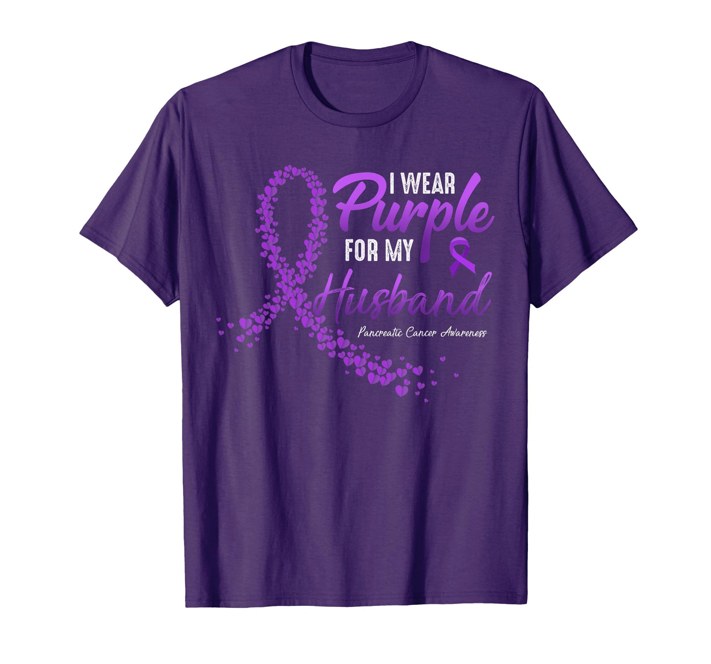 I Wear Purple For HUSBAND Pancreatic Cancer Awareness gifts T-Shirt