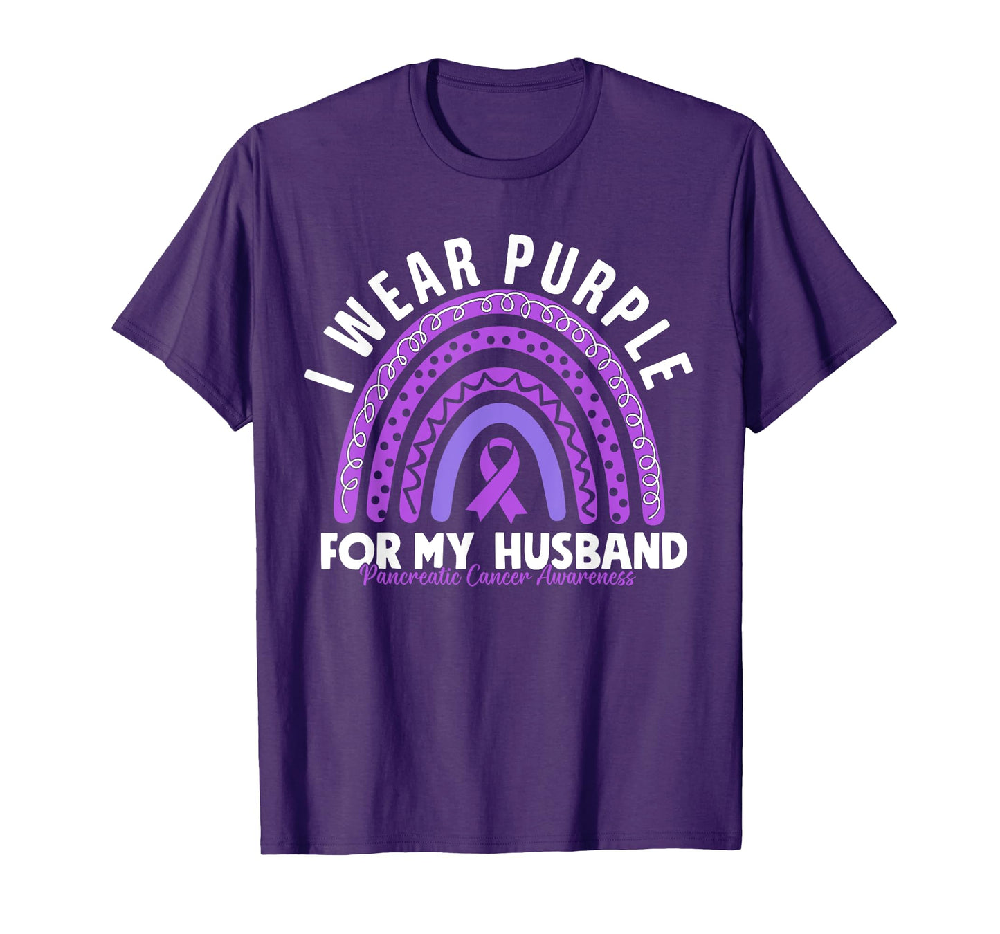 Pancreatic Cancer Awareness I Wear Purple For My Husband T-Shirt
