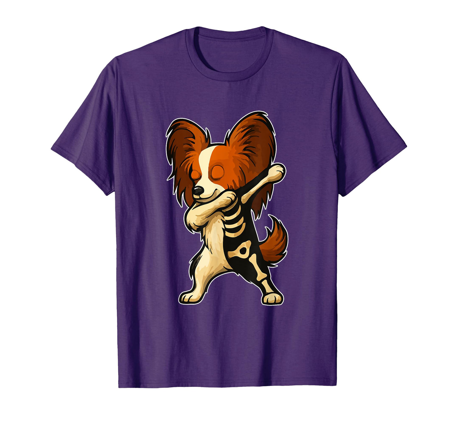 Dabbing Papillon Half Skeleton Halloween Owner Lover T-Shirt