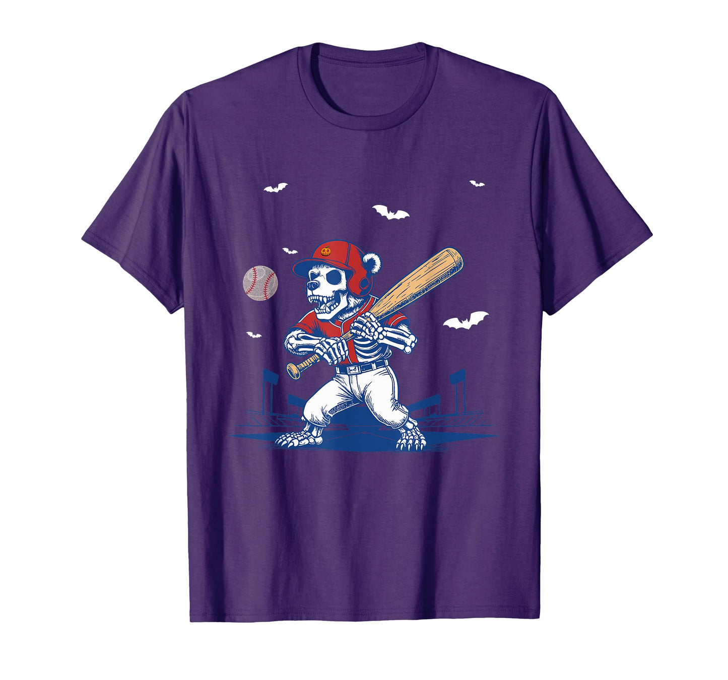 Skeleton Baseball Bear Halloween Happiness Have Fun T-Shirt