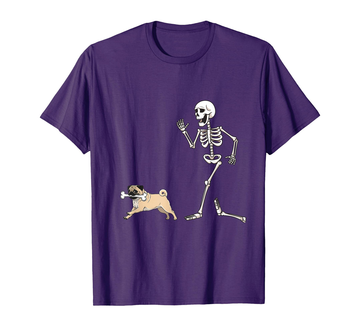 Funny Halloween Pug and Skeleton T-Shirt