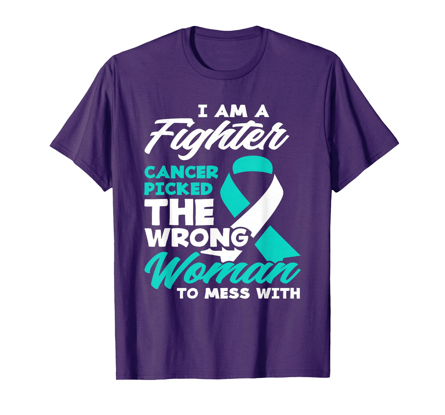 Fighter Cancer Picked Wrong Woman Cervical Cancer Awareness T-Shirt