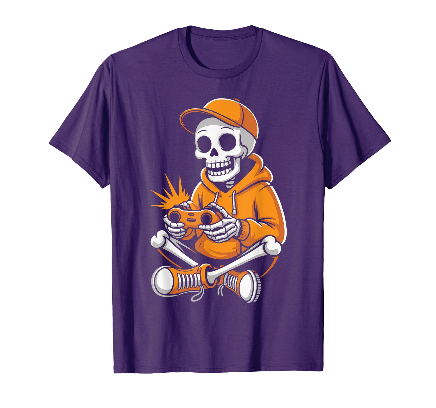 Spooky Skeleton Video Game Halloween Gaming Gamer Boys Men T-Shirt