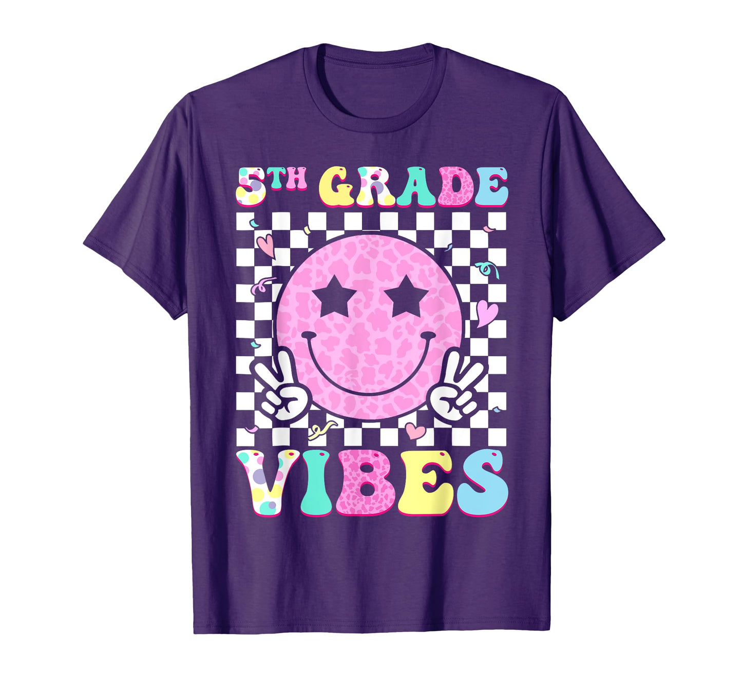 5th Grade Vibes Groovy Back to School Fifth Grade Girls Kids T-Shirt
