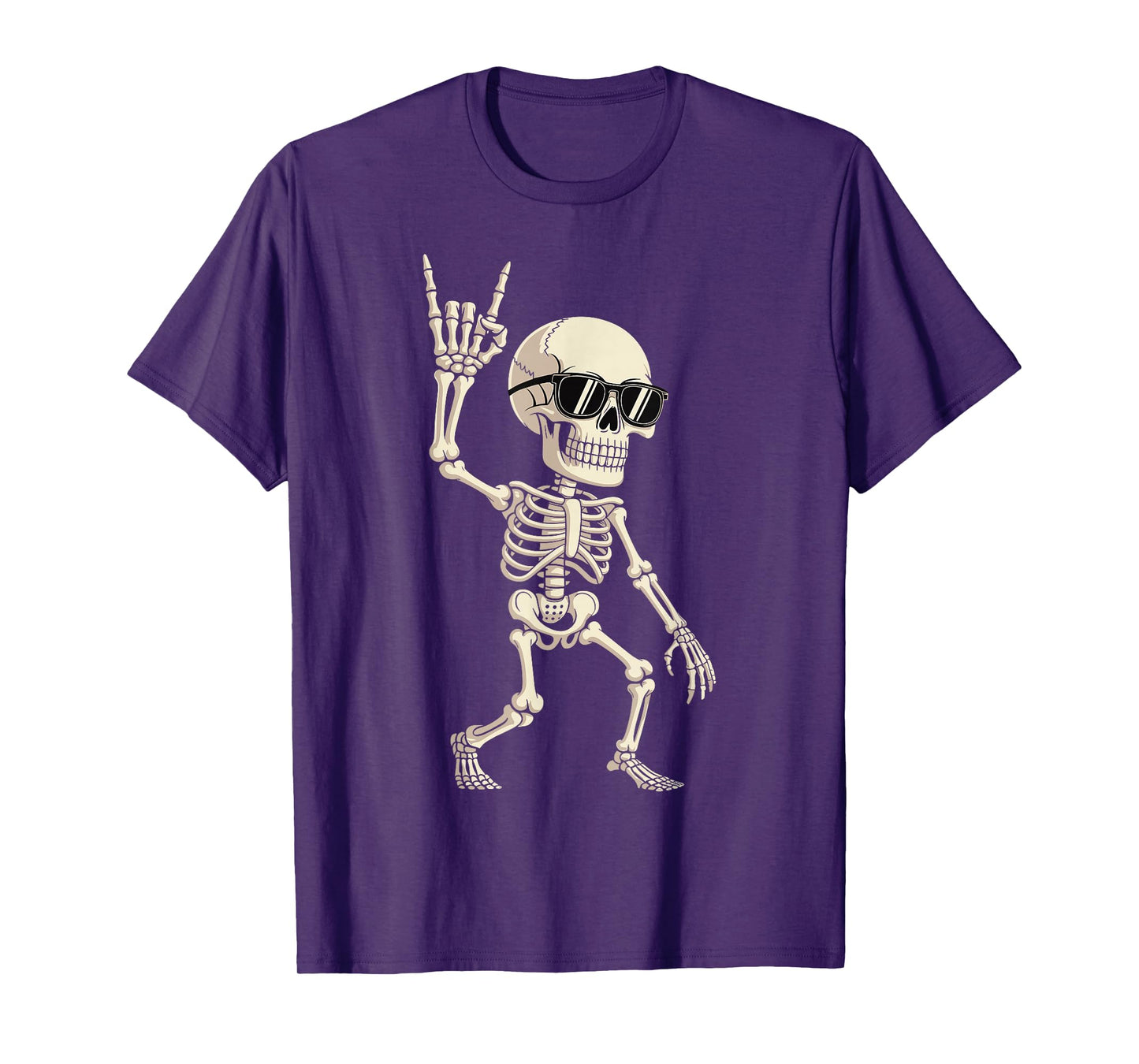 Cool Music Rock On Skeleton with Shades Halloween Party Tee T-Shirt