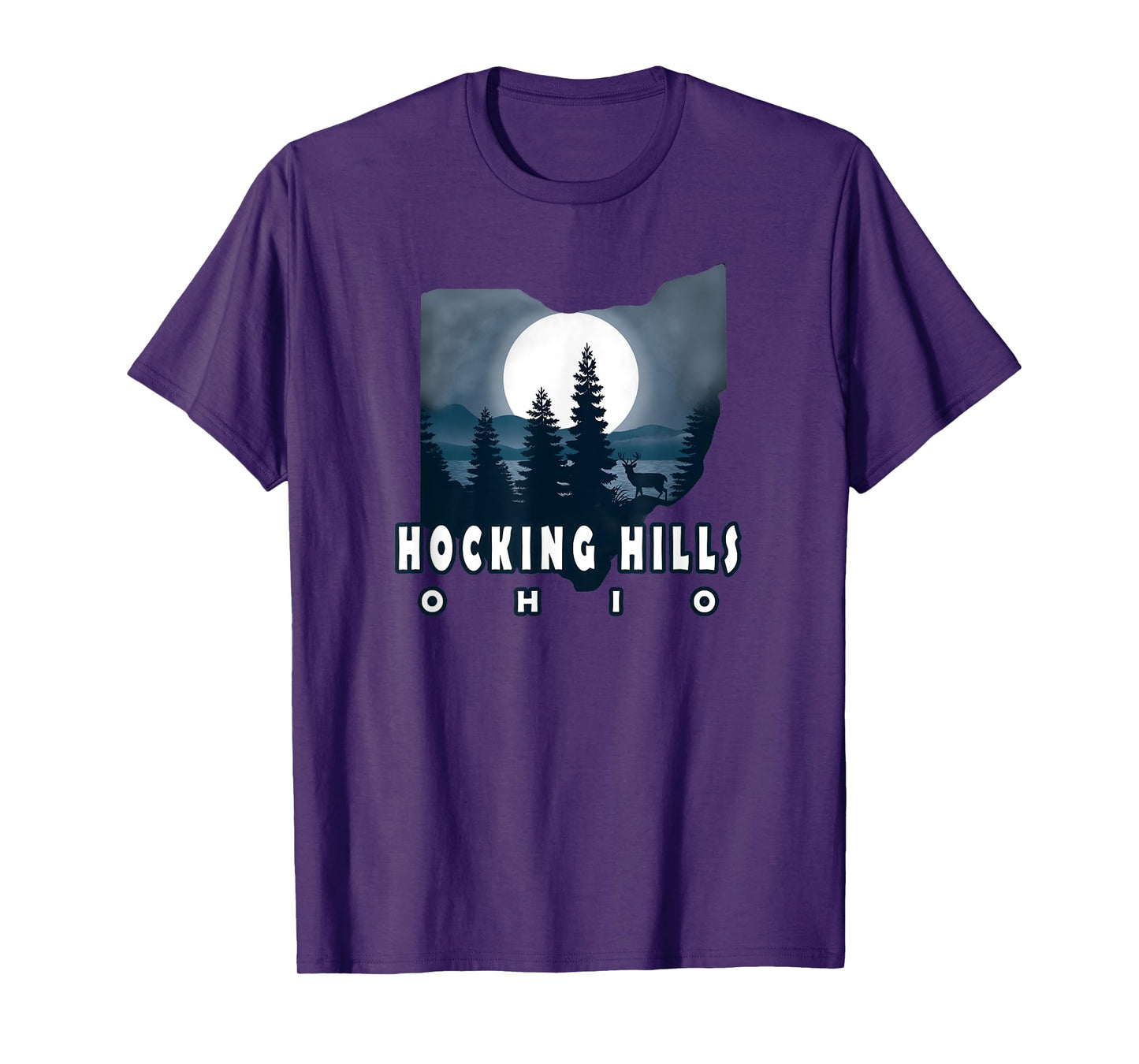 HOCKING HILLS State Park With Deer and Moon T-Shirt