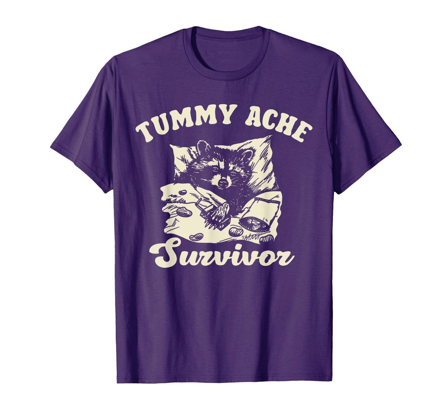 Vintage Tummy Ache Survivor Racoon Retro 90s Animal Lover T-Shirt