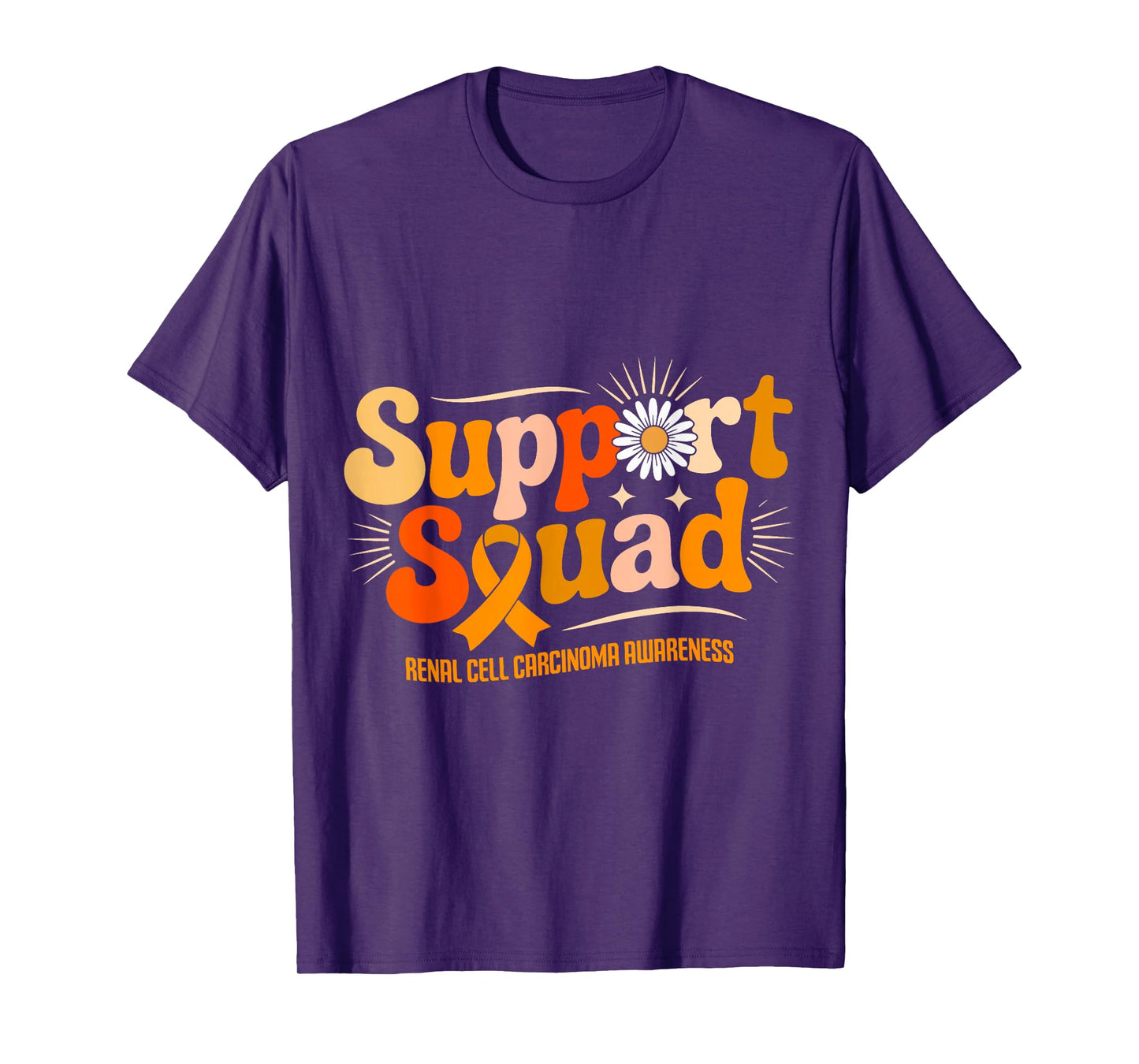 Support Squad Renal Cell Carcinoma Awareness Retro Ribbon T-Shirt