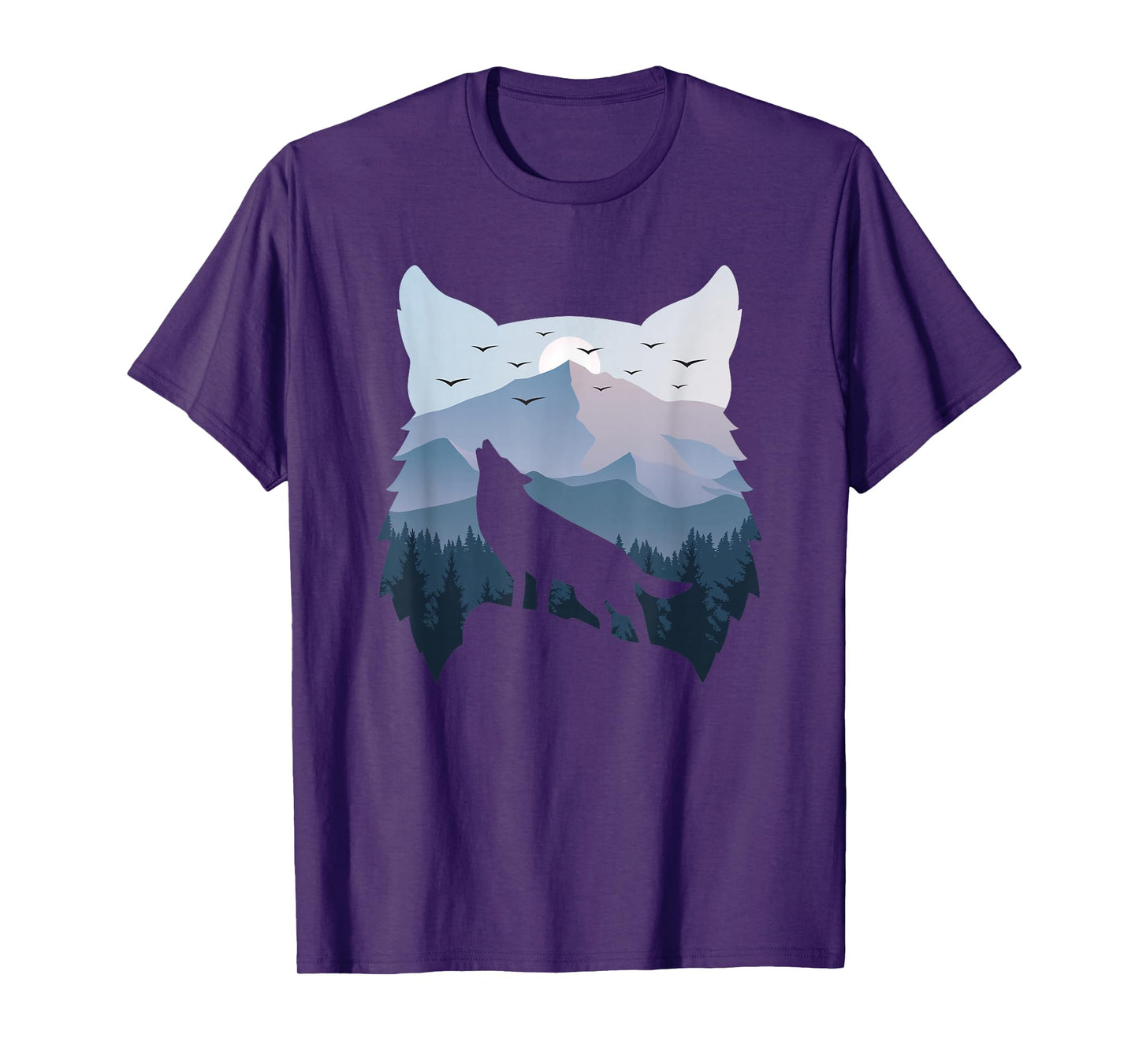 Wolf Landscape Mountain Wildlife Animal Nature Men Women T-Shirt