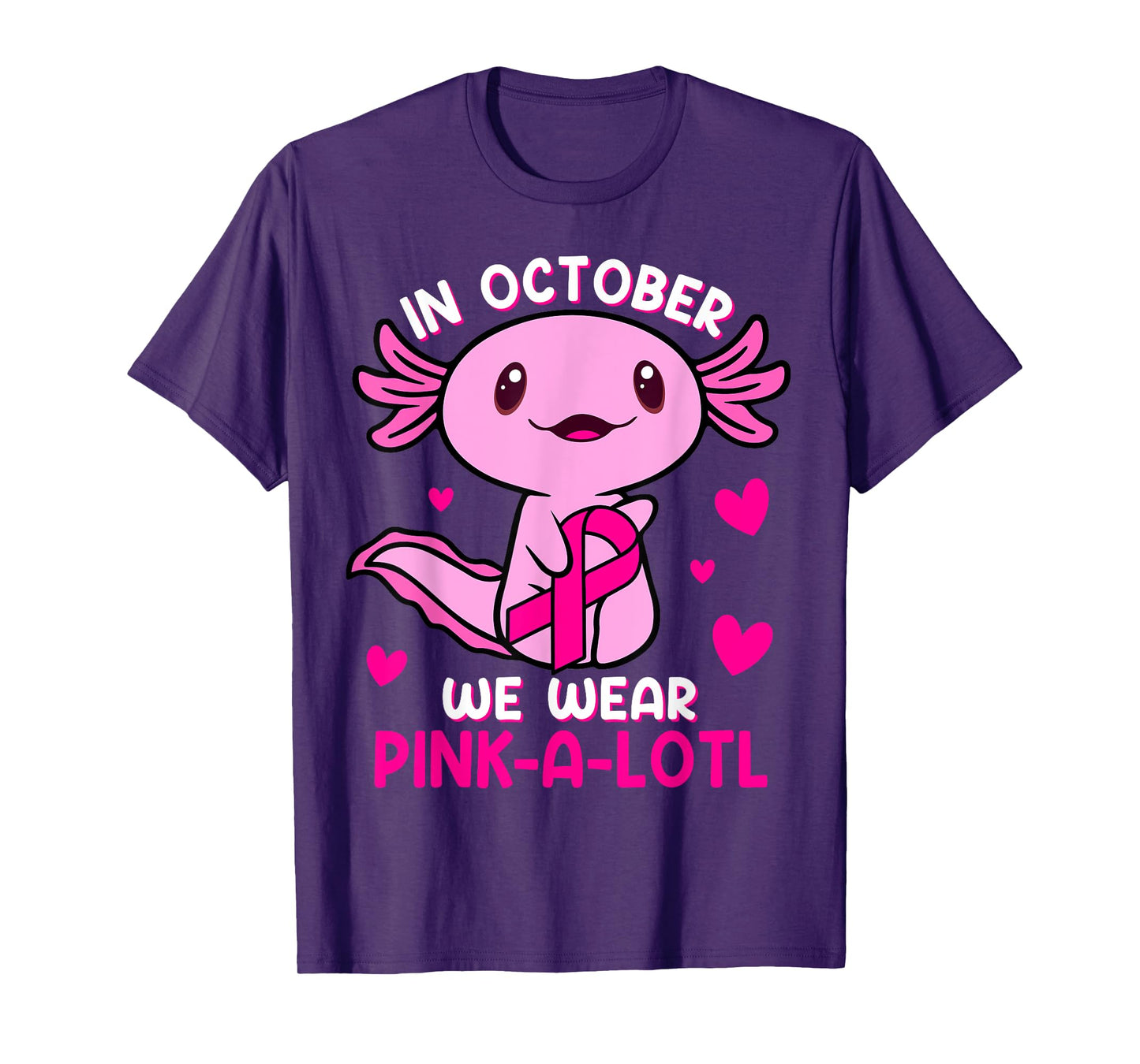 Axolotl Breast Cancer In October We Wear Pink A Lotl Kids T-Shirt
