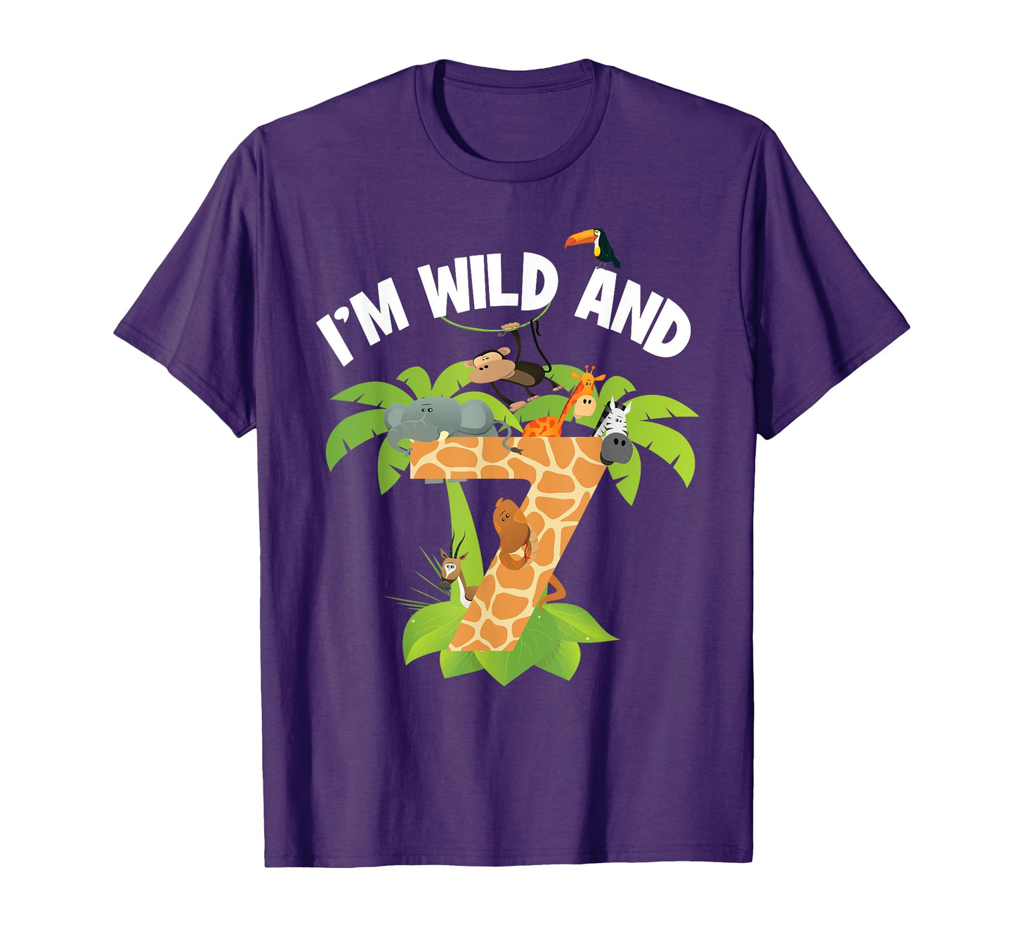 I'm Wild And 7 Years Old Zoo Theme 7th Birthday Animal Party T-Shirt