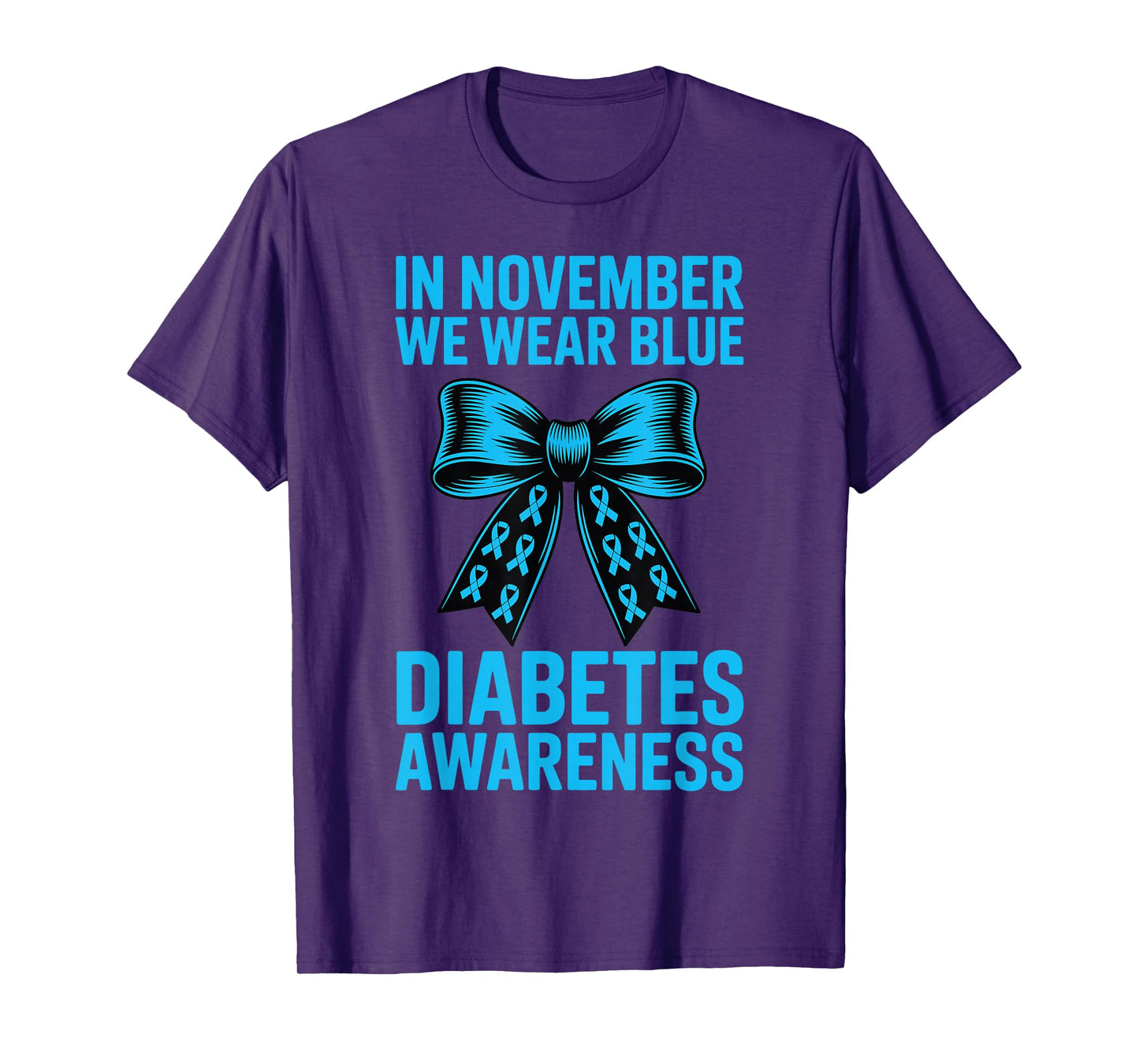 Diabetes Awareness Coquette Bow in November We Wear Blue T-Shirt