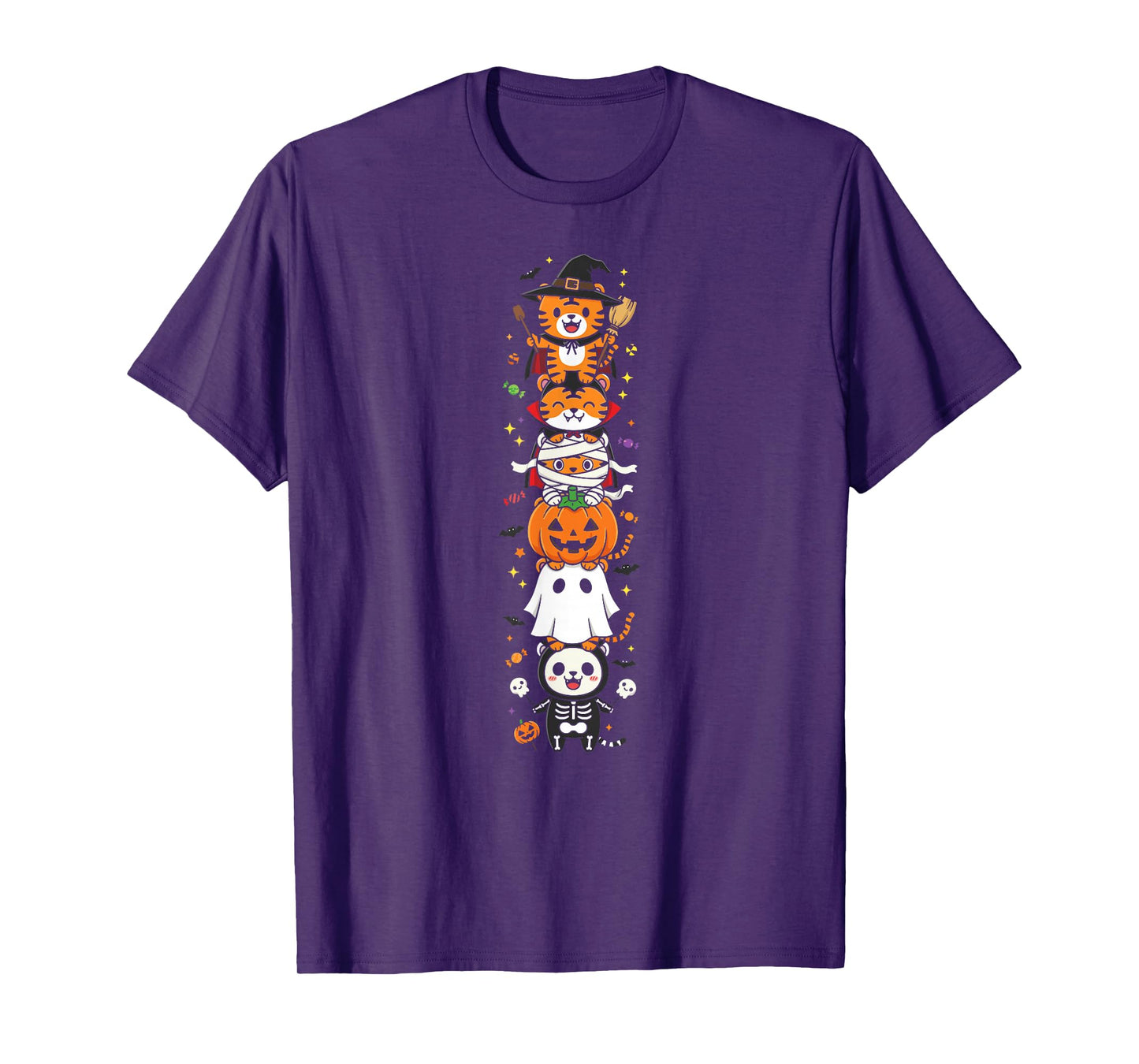 Funny Tiger Witch Vampire Ghost Halloween Kids Mens Womens T-Shirt