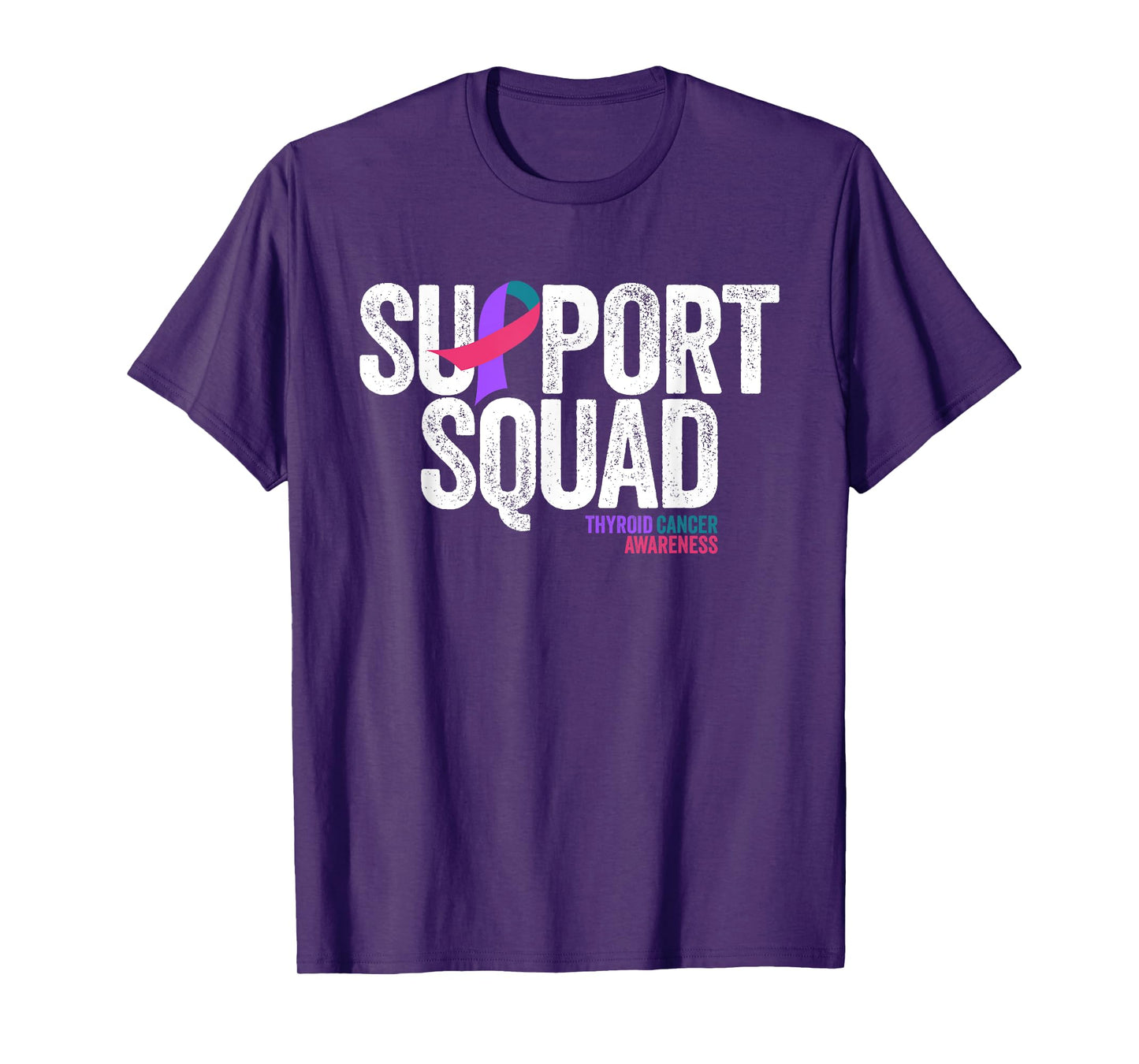 Support Squad Distressed Family Thyroid Cancer Awareness T-Shirt