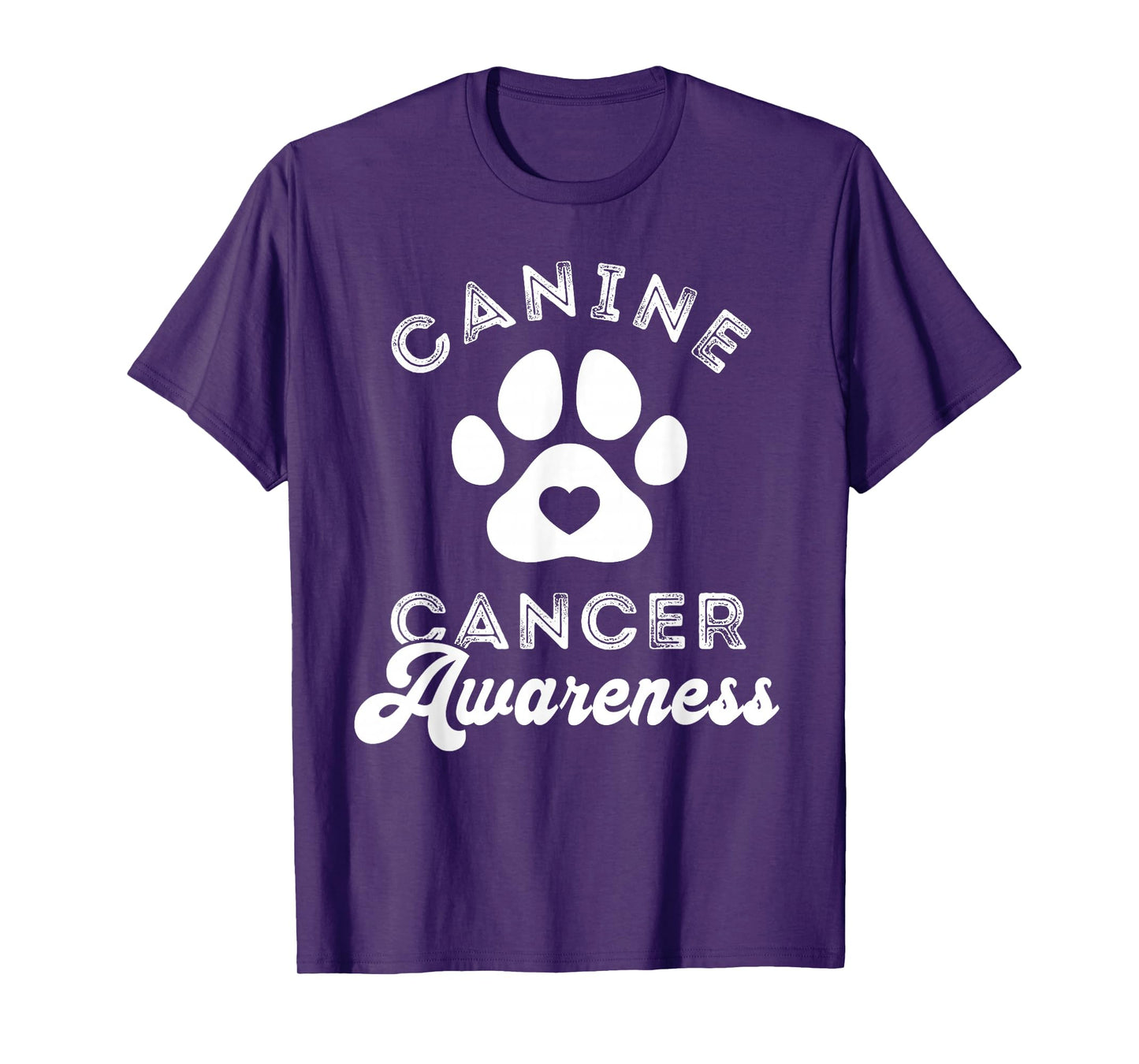 Canine Cancer Awareness Pet Awareness Heart Paw Print T-Shirt