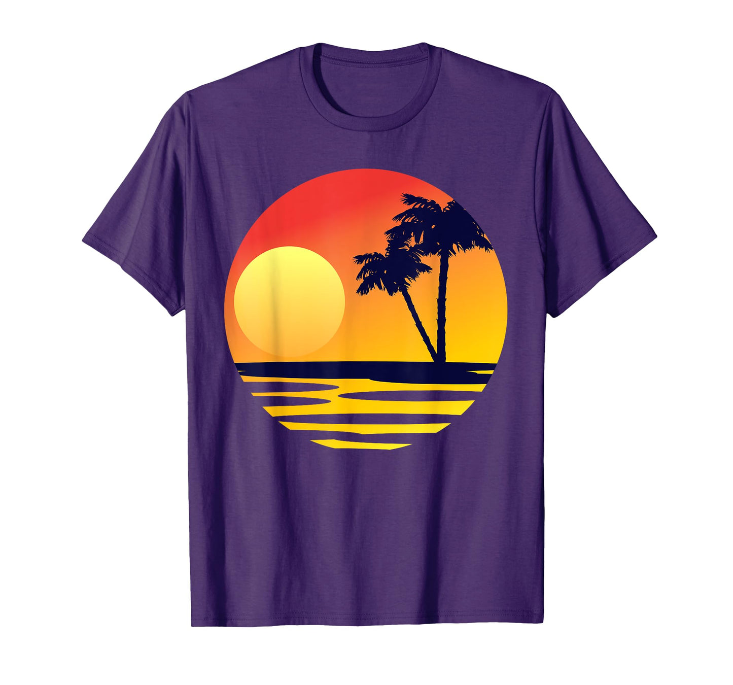 Sunset Beach Silhouette Tropical Palm Tree Sunny Lover Gift T-Shirt