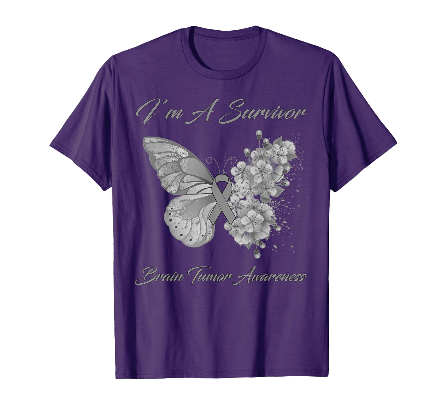 Butterfly I’m A Survivor Brain Tumor Awareness T-Shirt