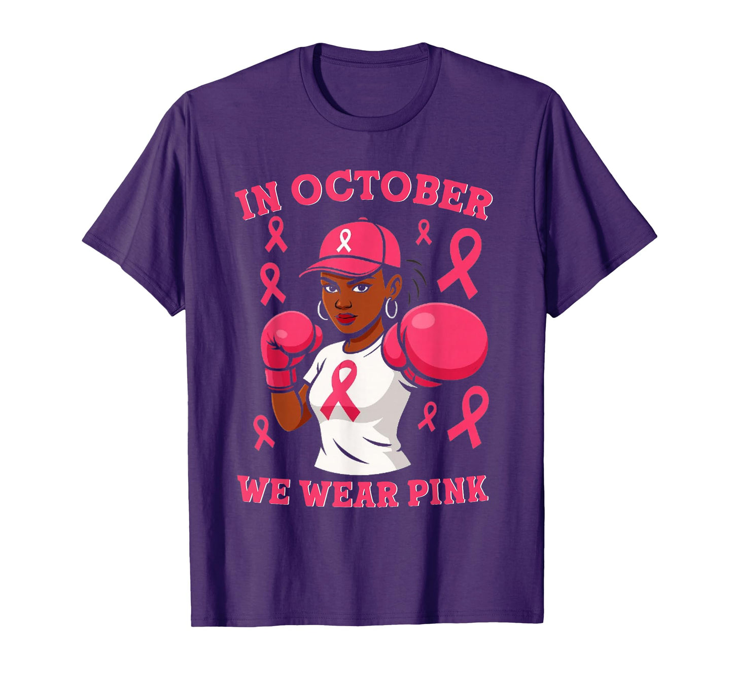 Black African American in October We Wear Pink Breast Cancer T-Shirt