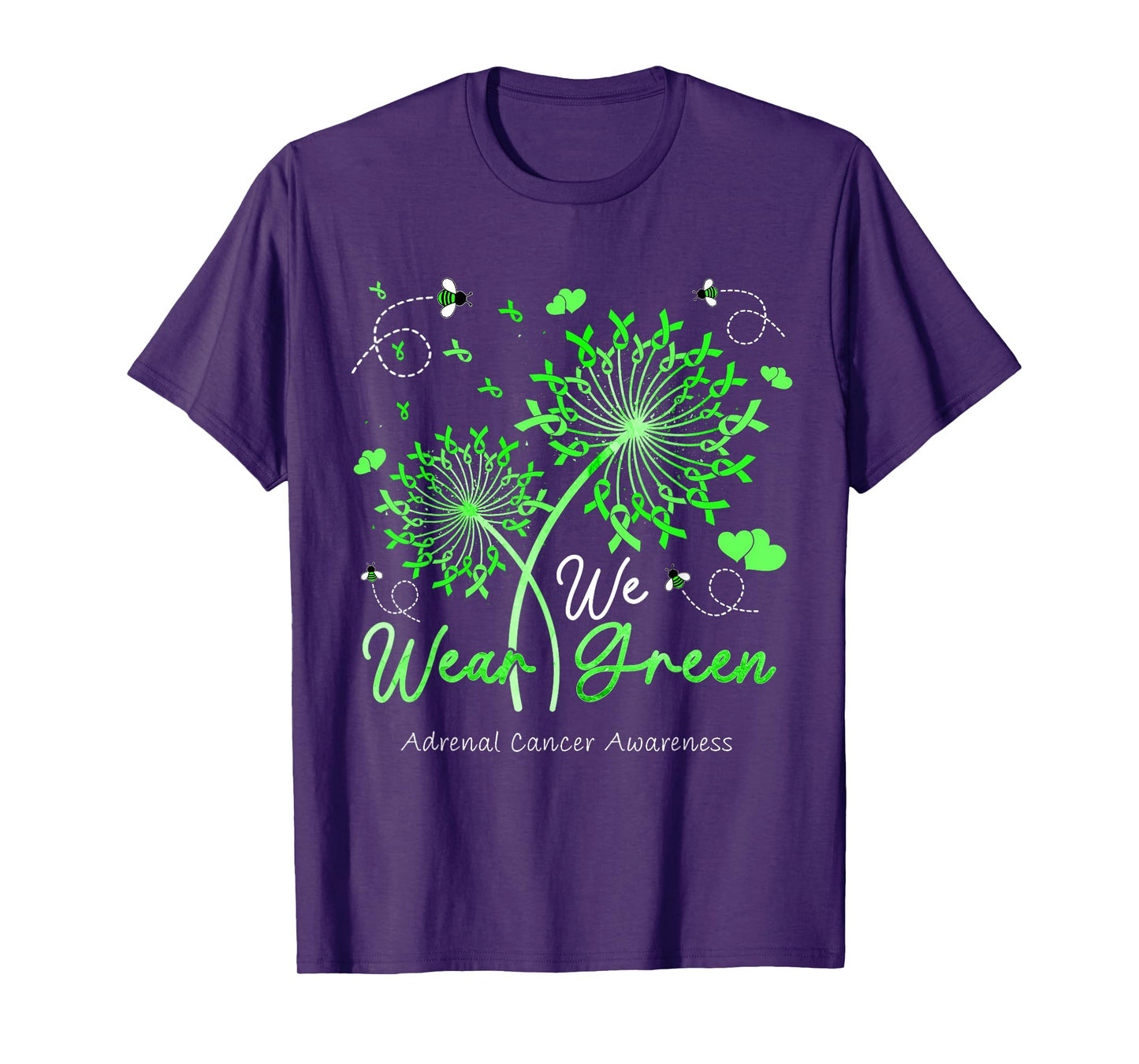 Dandelion We Wear Green Ribbon Adrenal Cancer Awareness T-Shirt